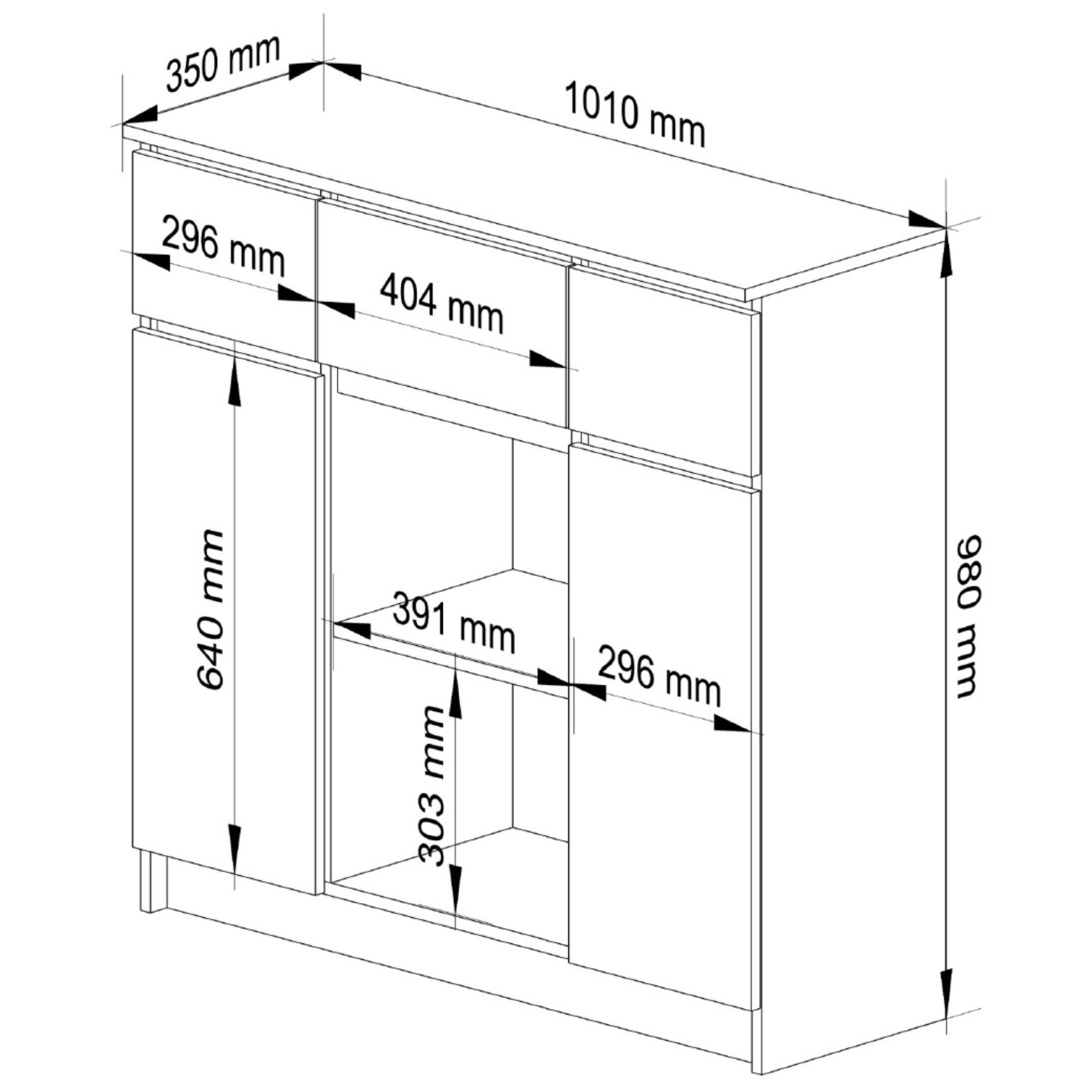 Komoda K100 2D 3SZ 2P šedá