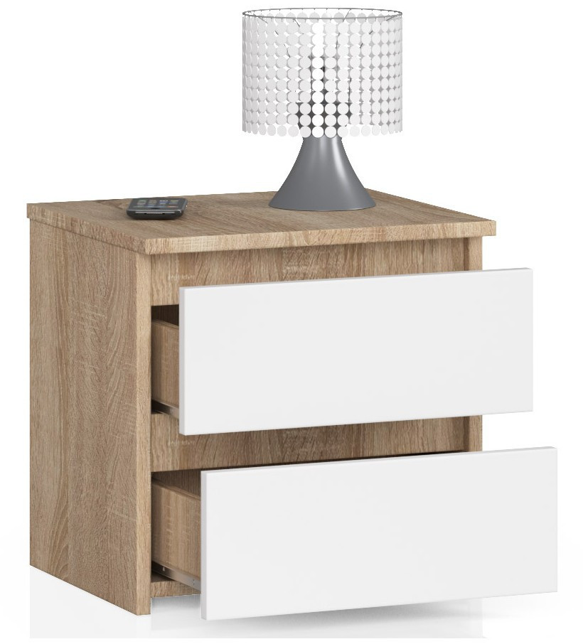 Noční stolek CL2 2SZ CLP dub sonoma / bílý