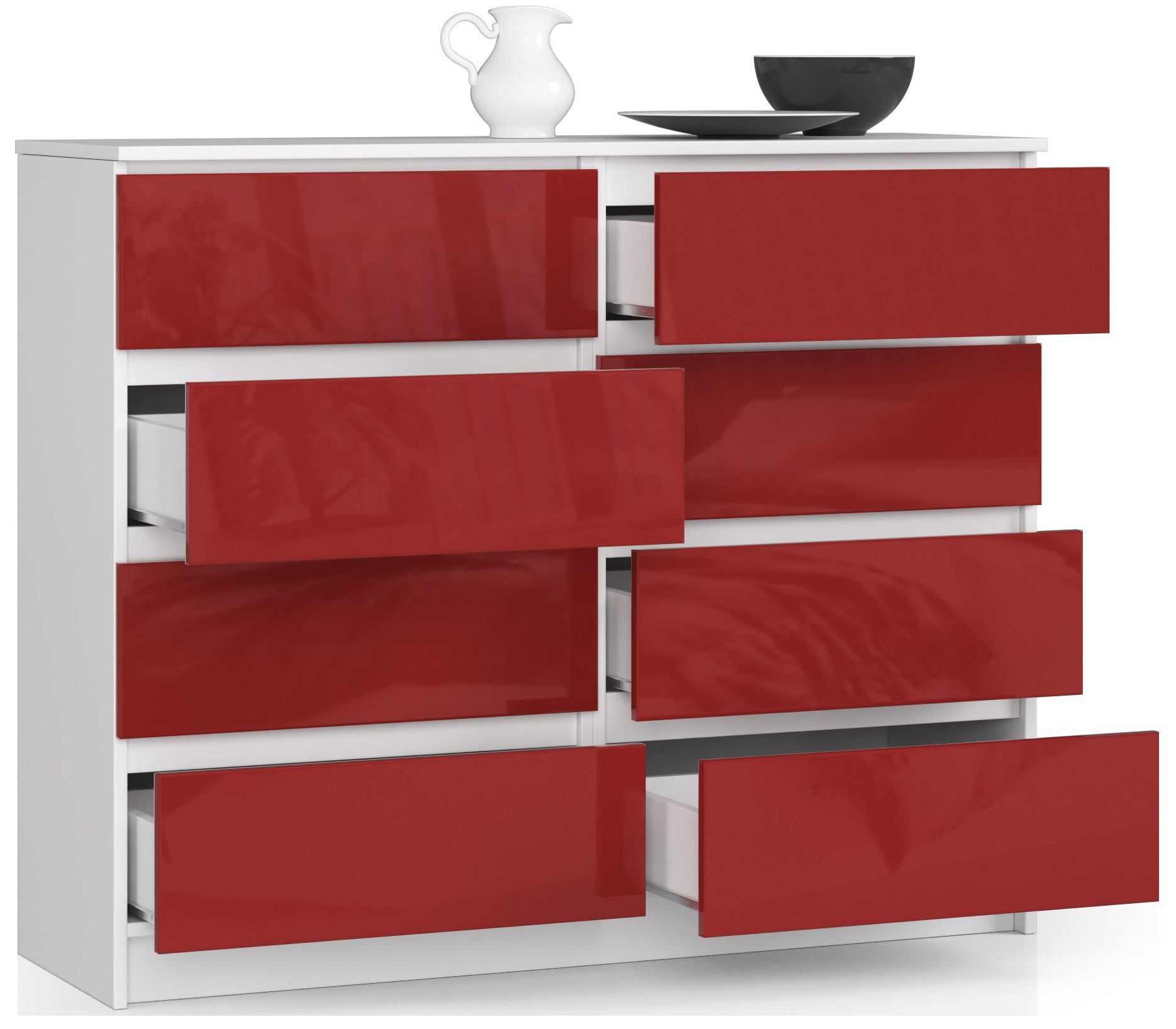 Komoda K120 8SZ CLP červená, lesk