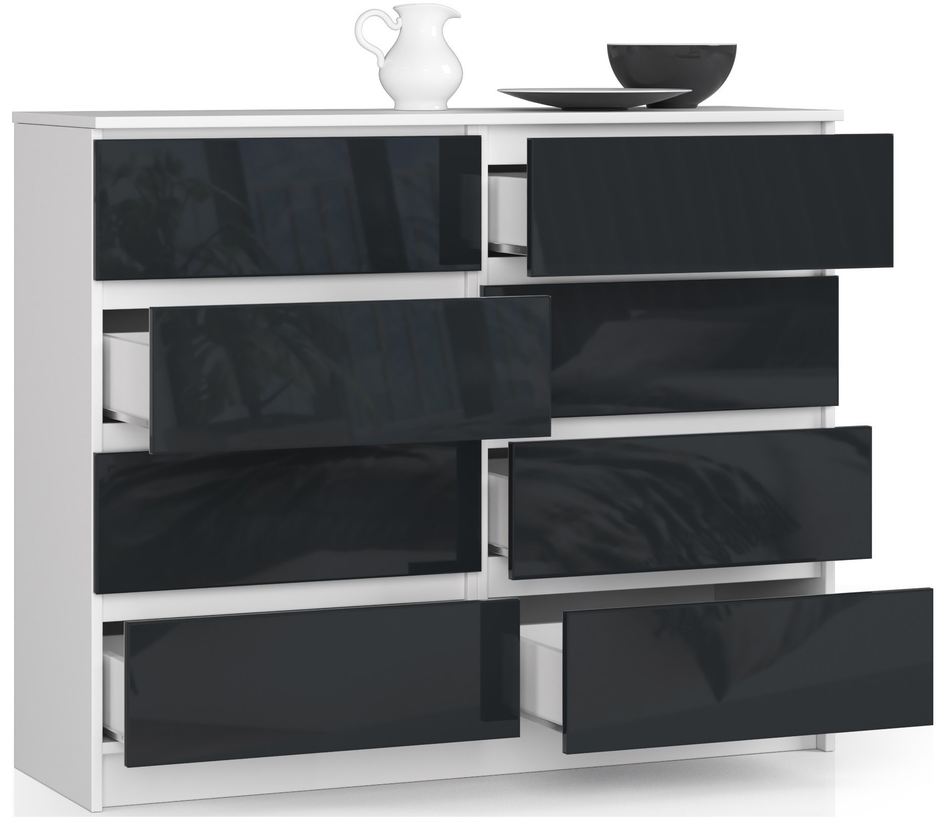 Komoda K120 8SZ CLP grafitová, lesk
