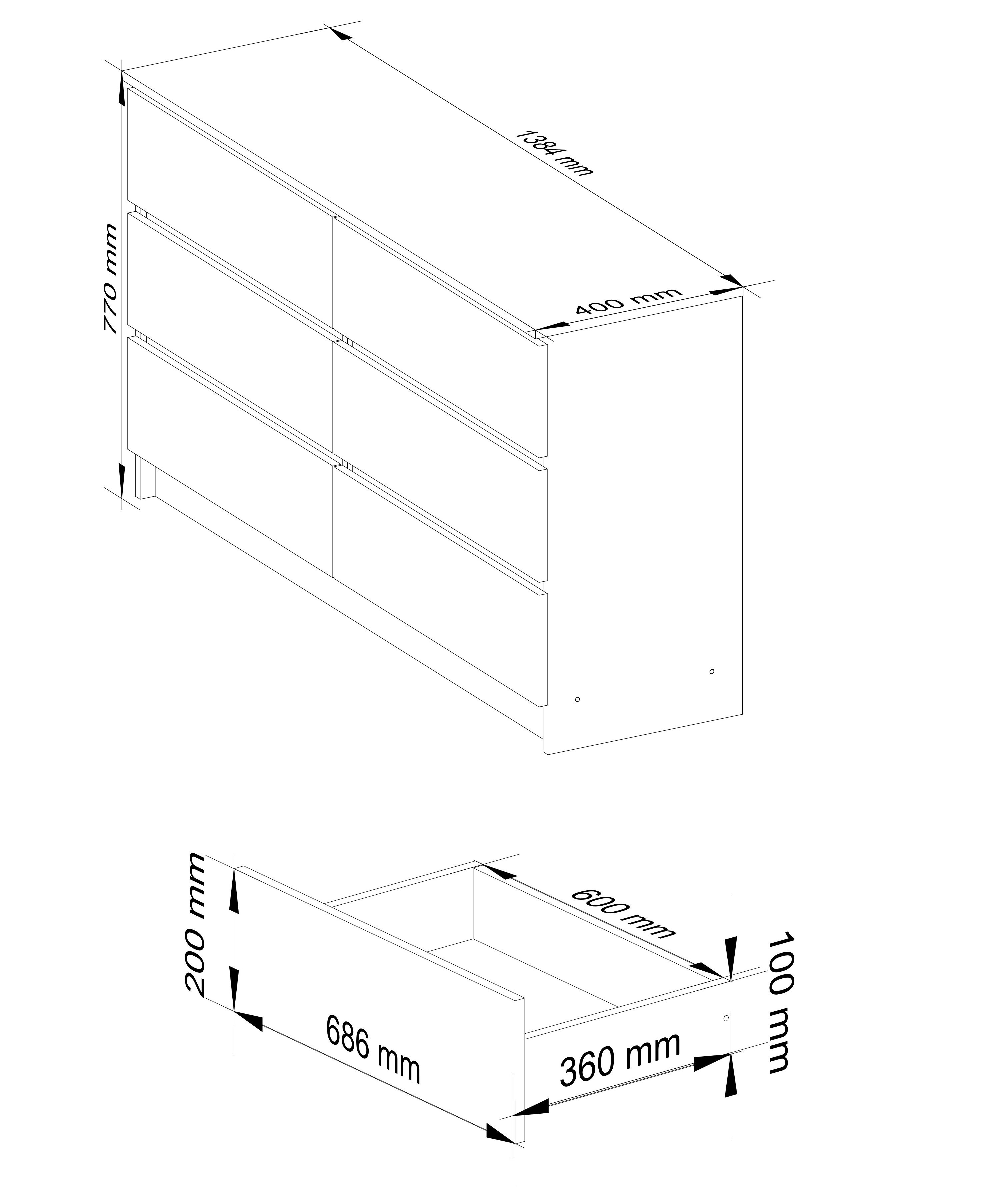Komoda K140 6SZ CLP bílá