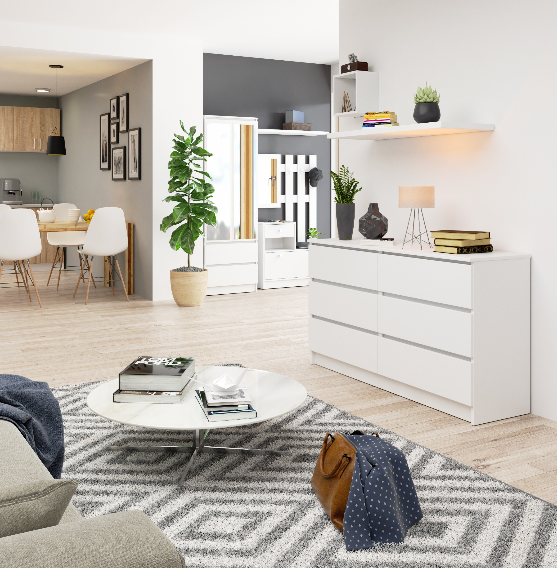 Komoda K140 6SZ CLP bílá
