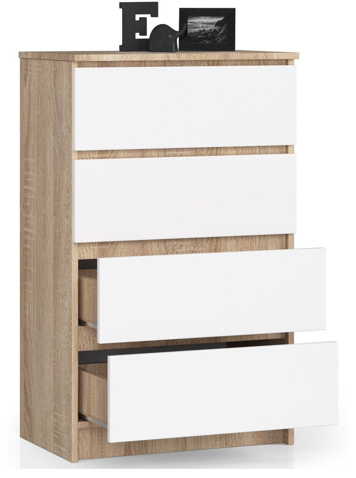 Komoda K60 4SZ sonoma/bílá