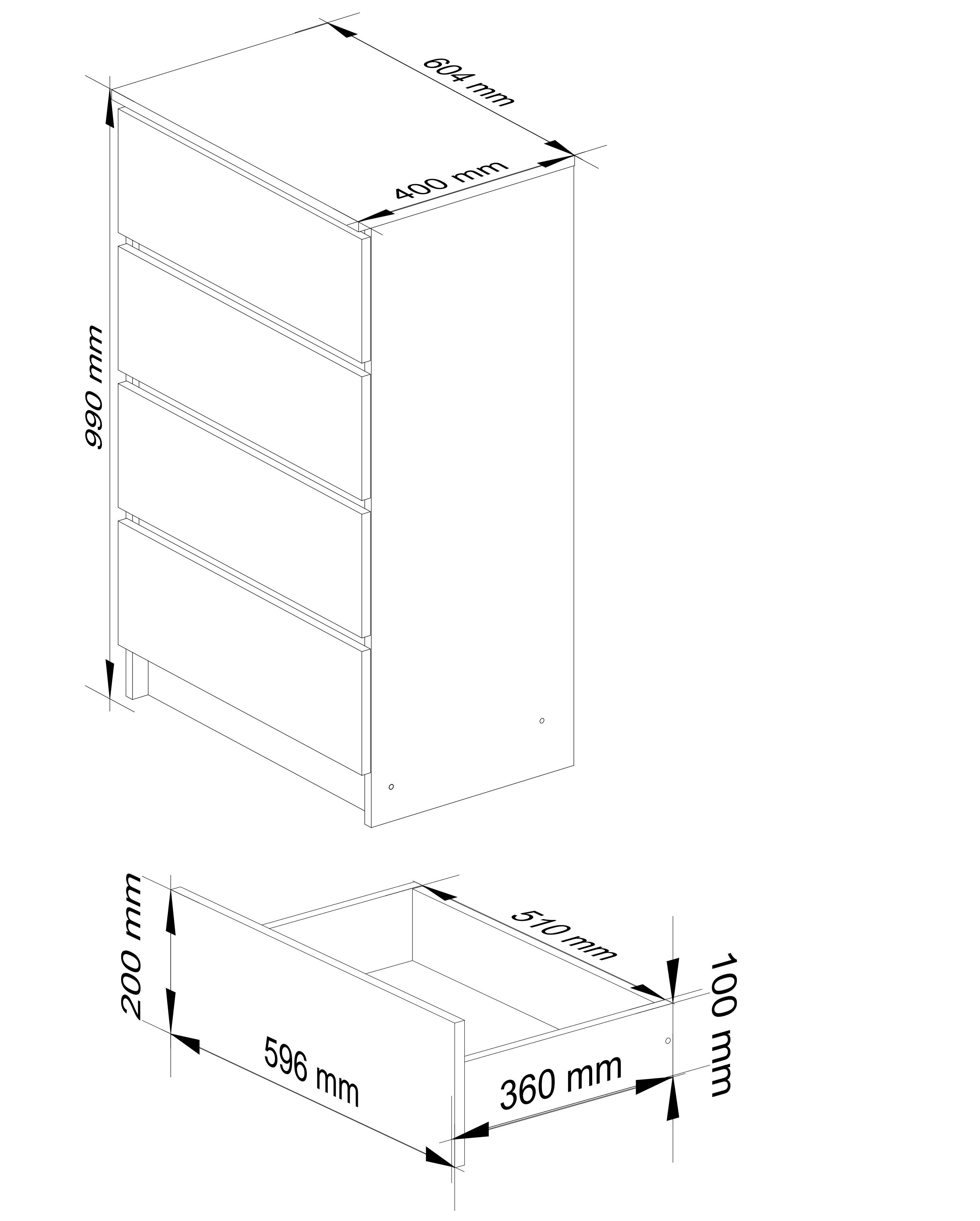 Komoda K60 4SZ sonoma/bílá