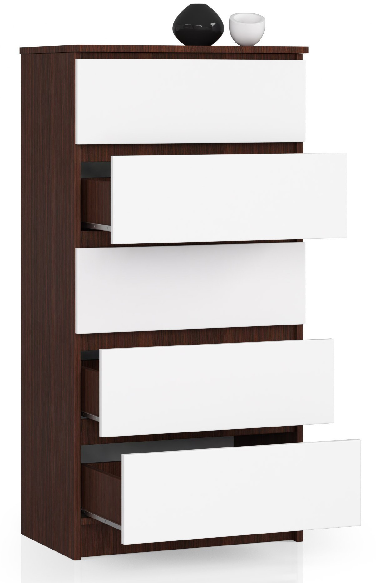 Komoda K60 5SZ CLP wenge / bílá