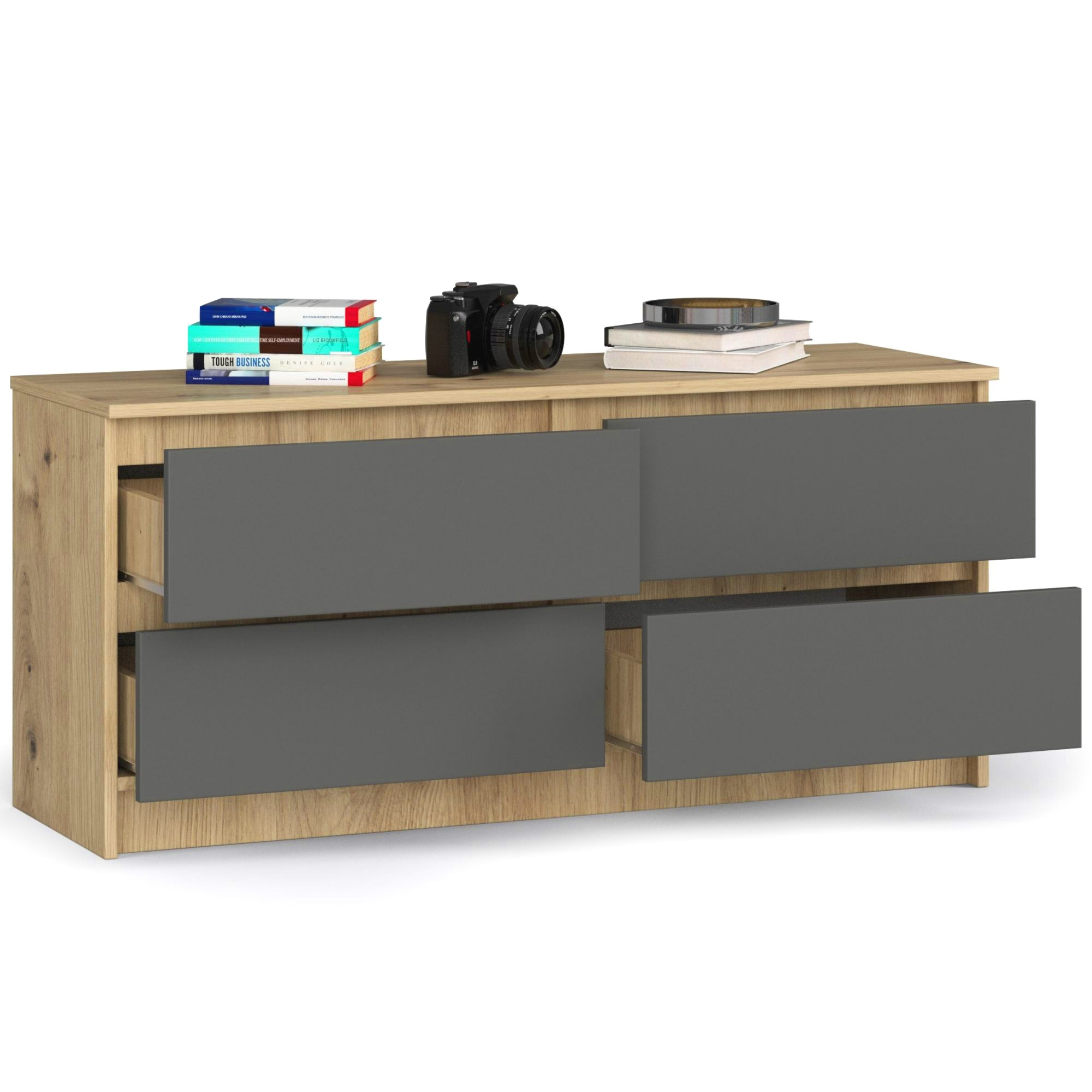 Komoda K120 4SZ CLP dub artisan / šedá