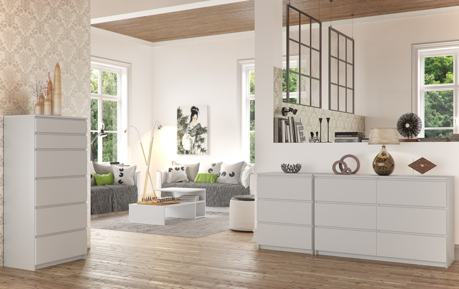 Komoda K120 6SZ CLP bílá