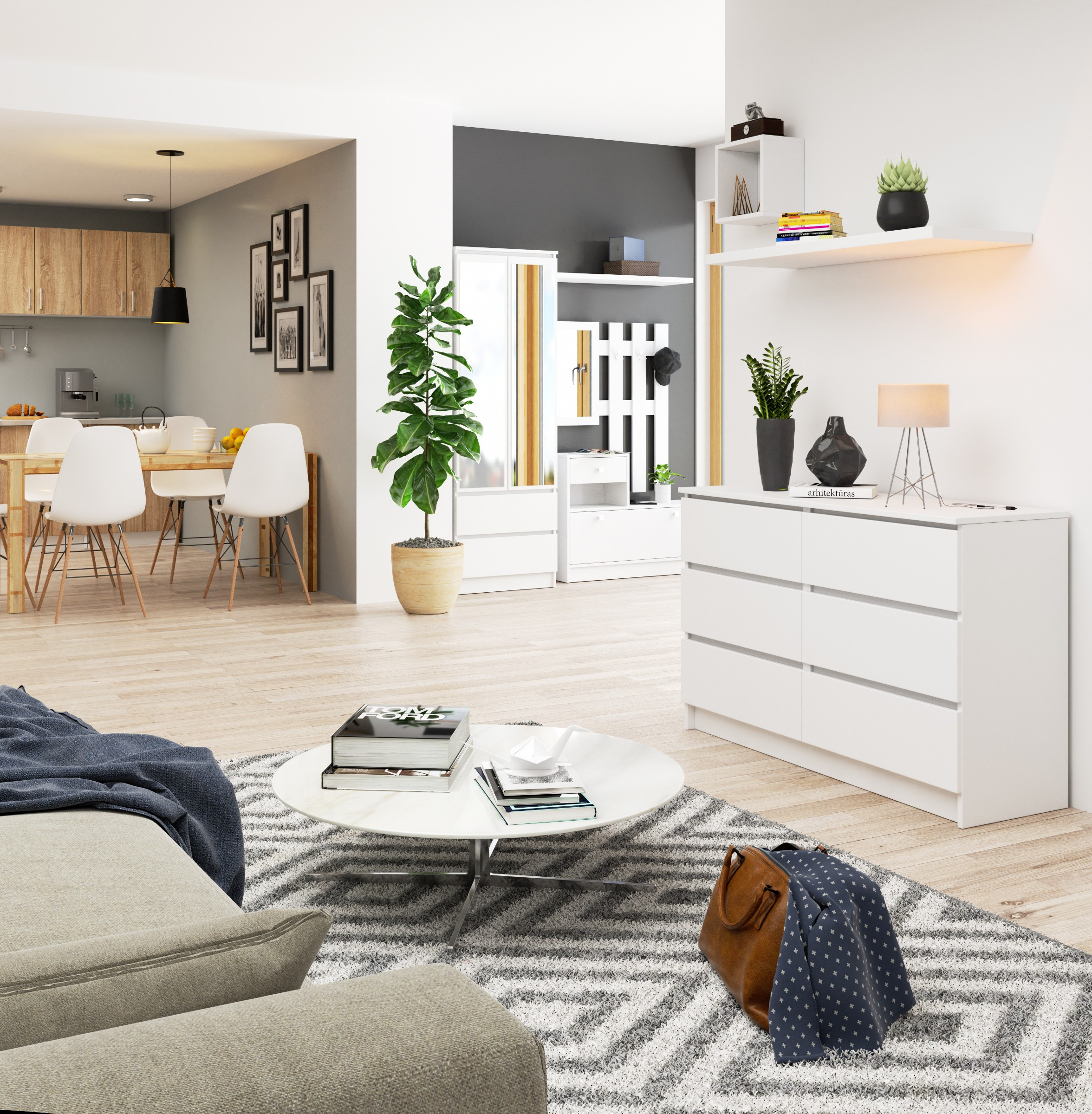 Komoda K120 6SZ CLP bílá