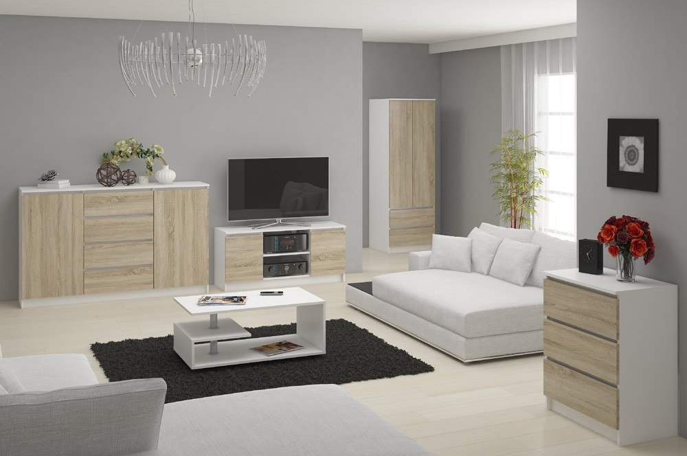 Komoda K120 6SZ CLP bílá/sonoma