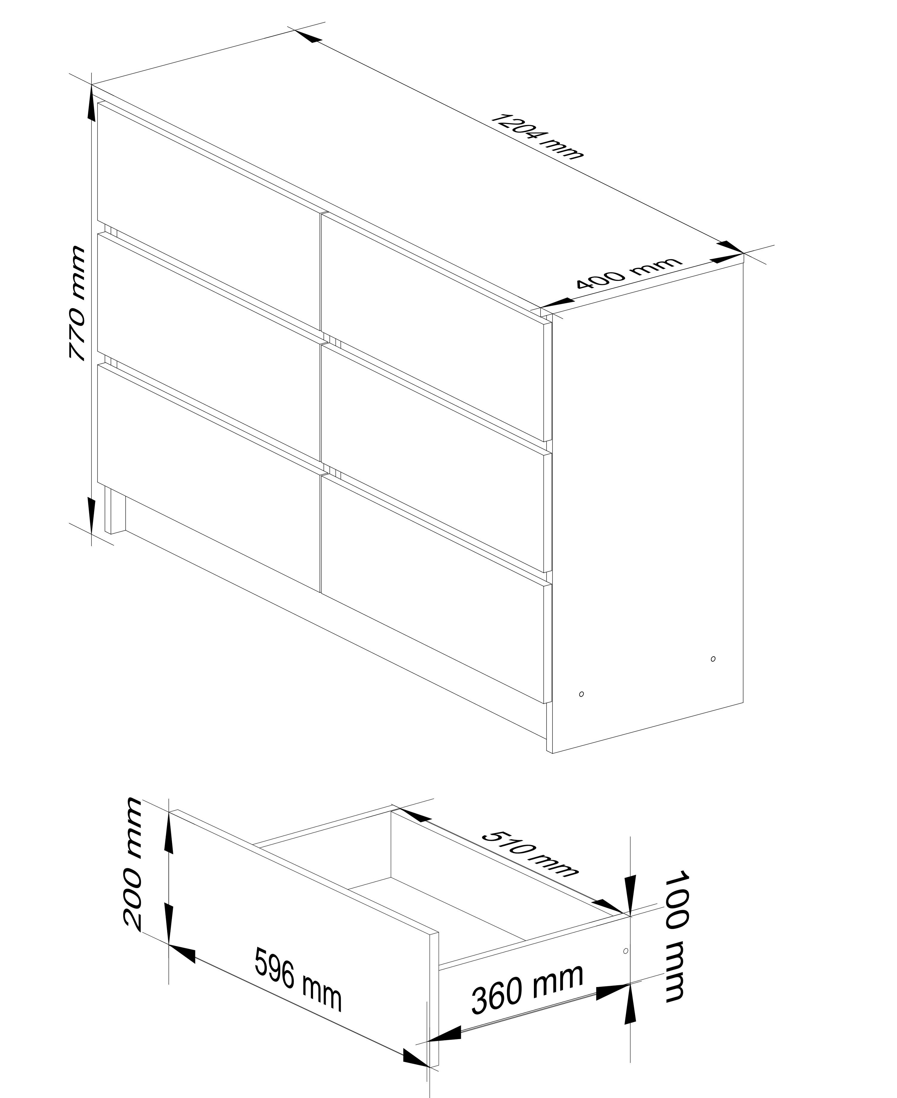 Komoda K120 6SZ CLP dub craft