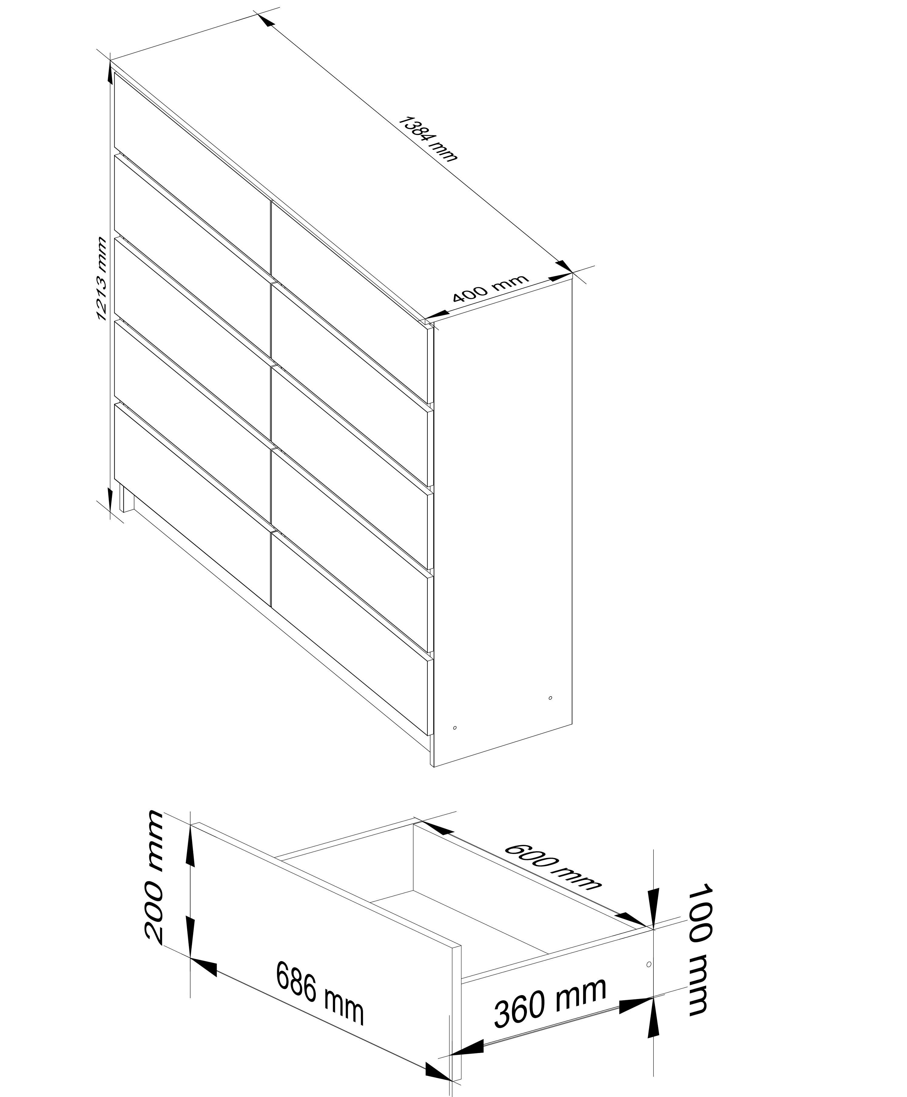 Komoda K140 10SZ CLP bílá