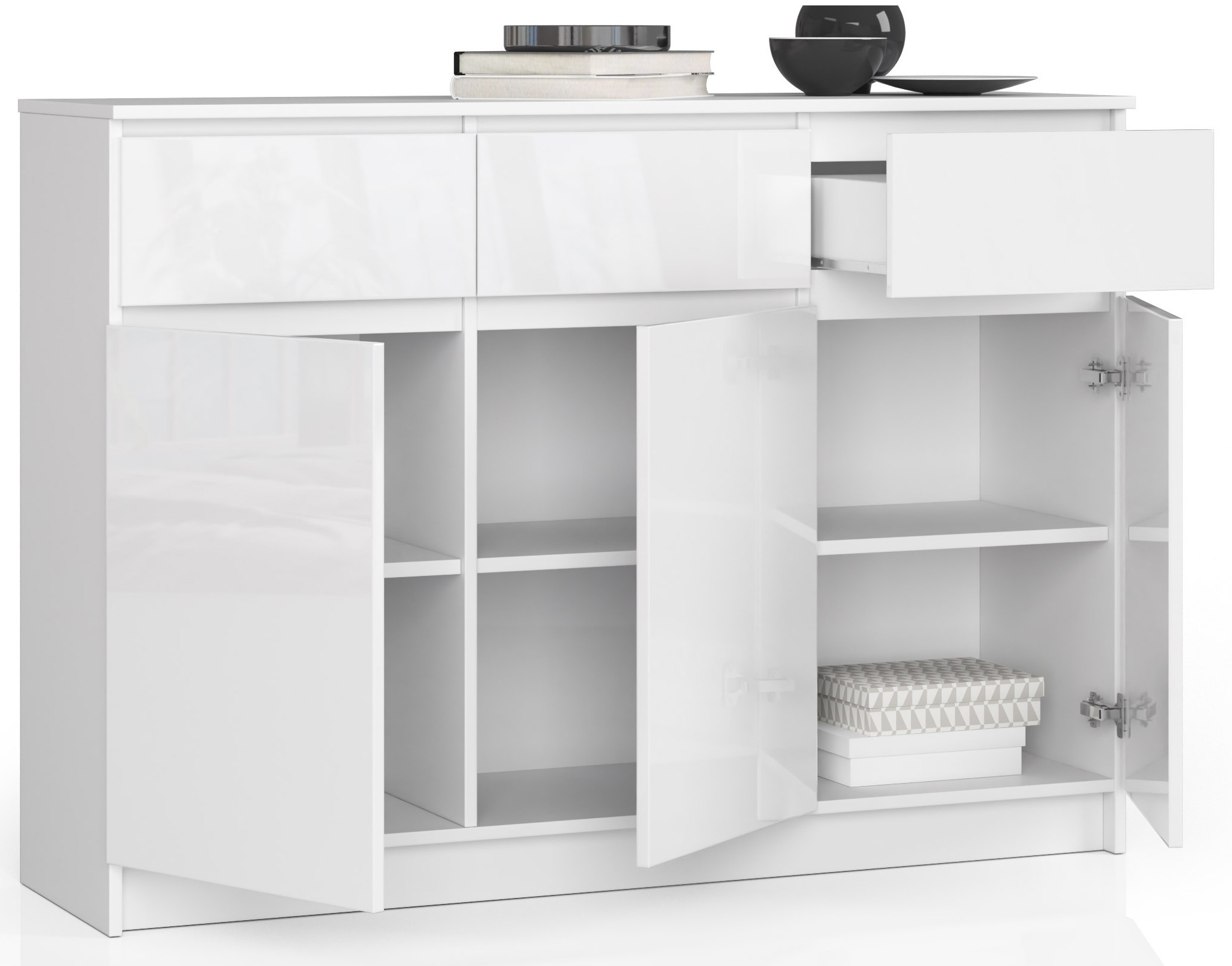 Komoda K140 3D 3SZ CLP bílá, lesk