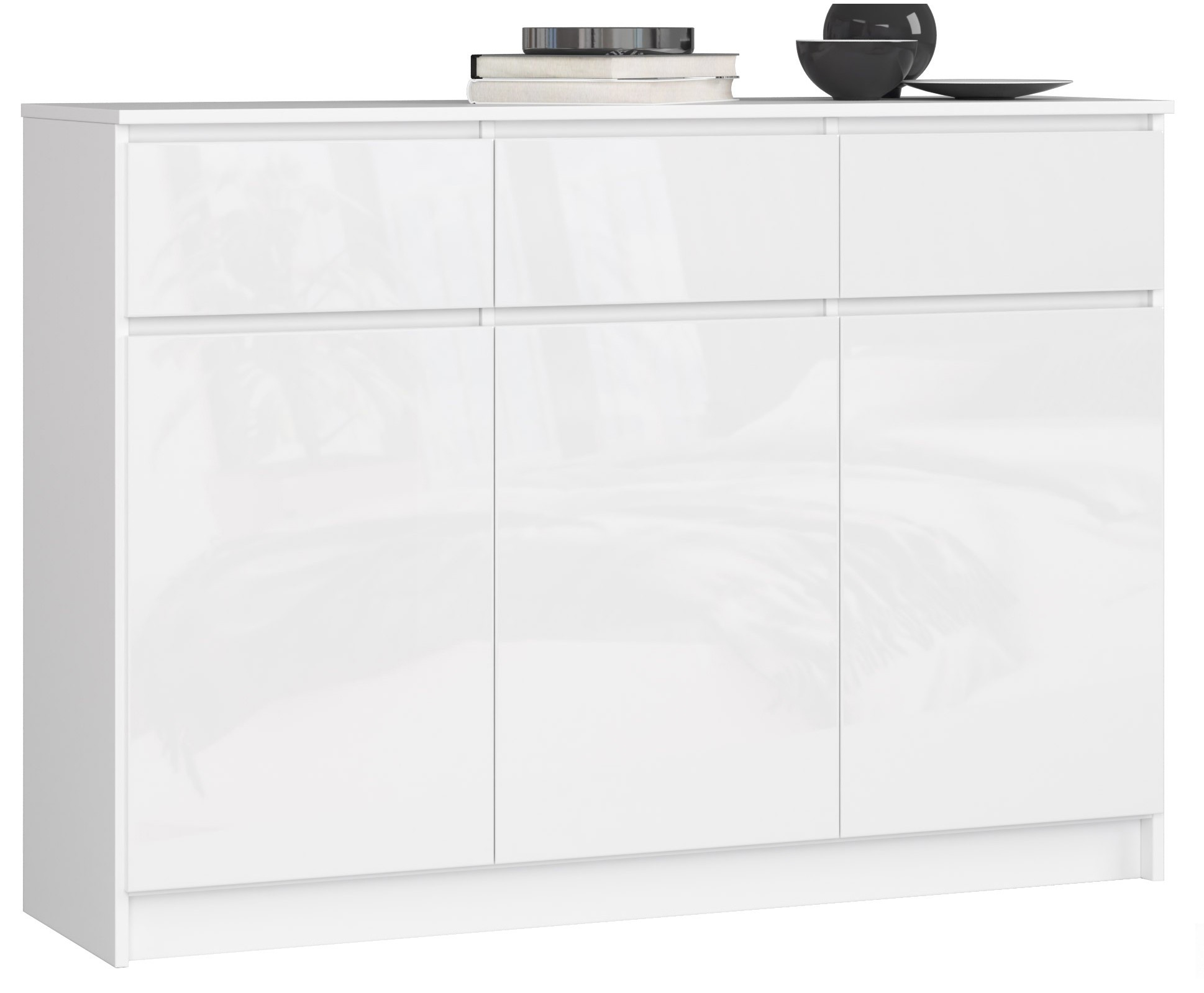 Komoda K140 3D 3SZ CLP bílá, lesk