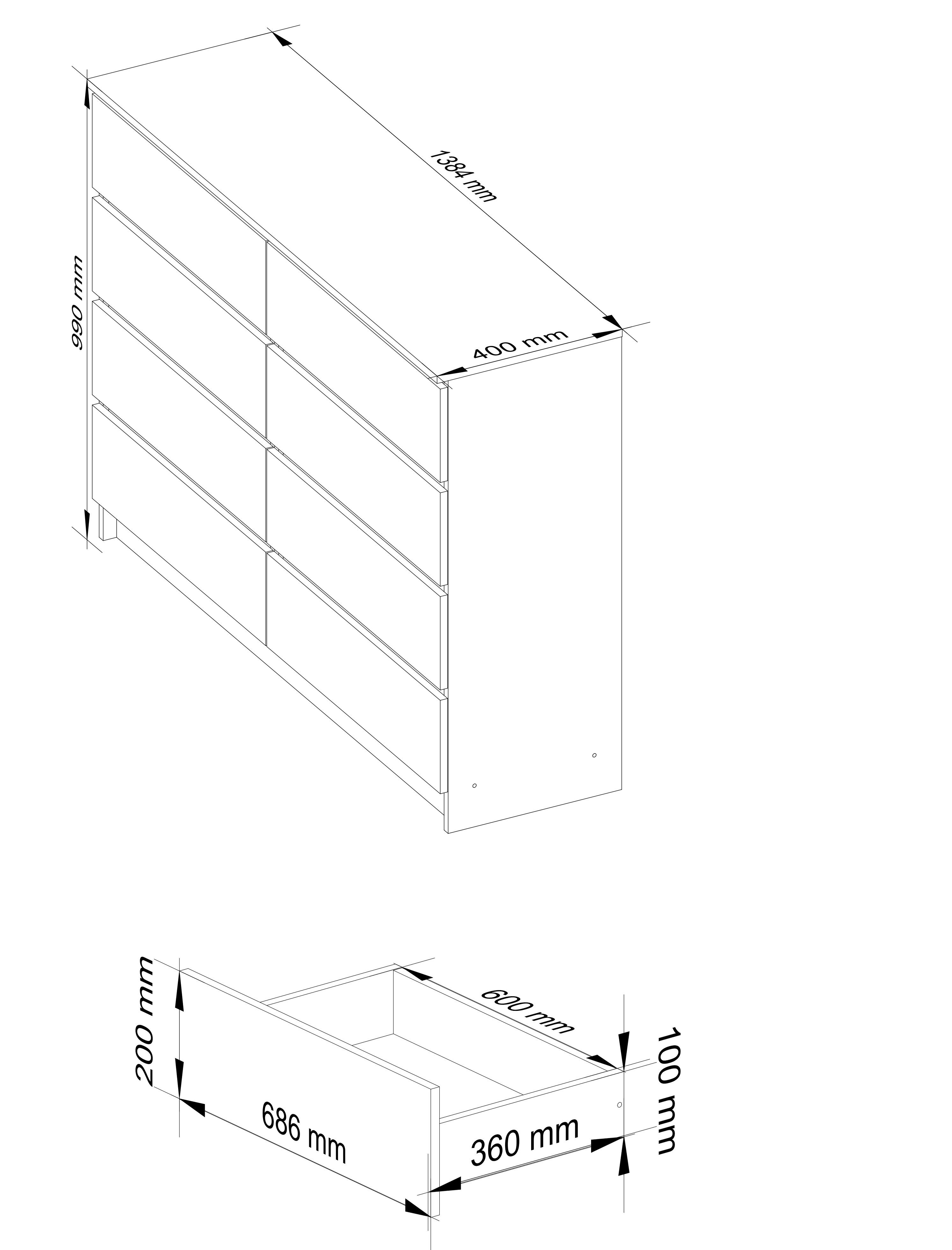 Komoda K140 8SZ CLP bílá / šedá