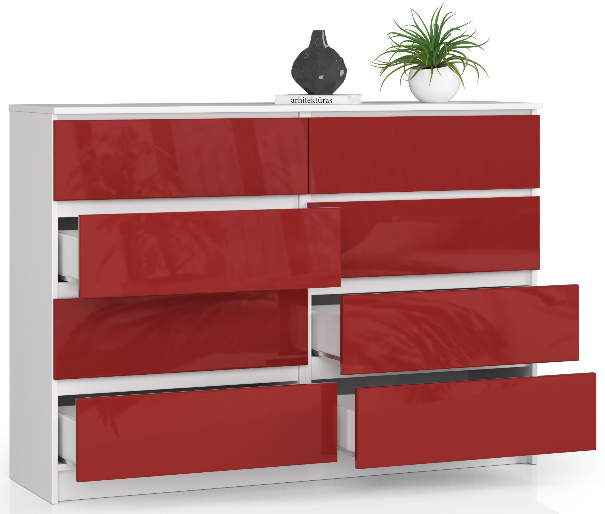 Komoda K140 8SZ CLP červená, lesk