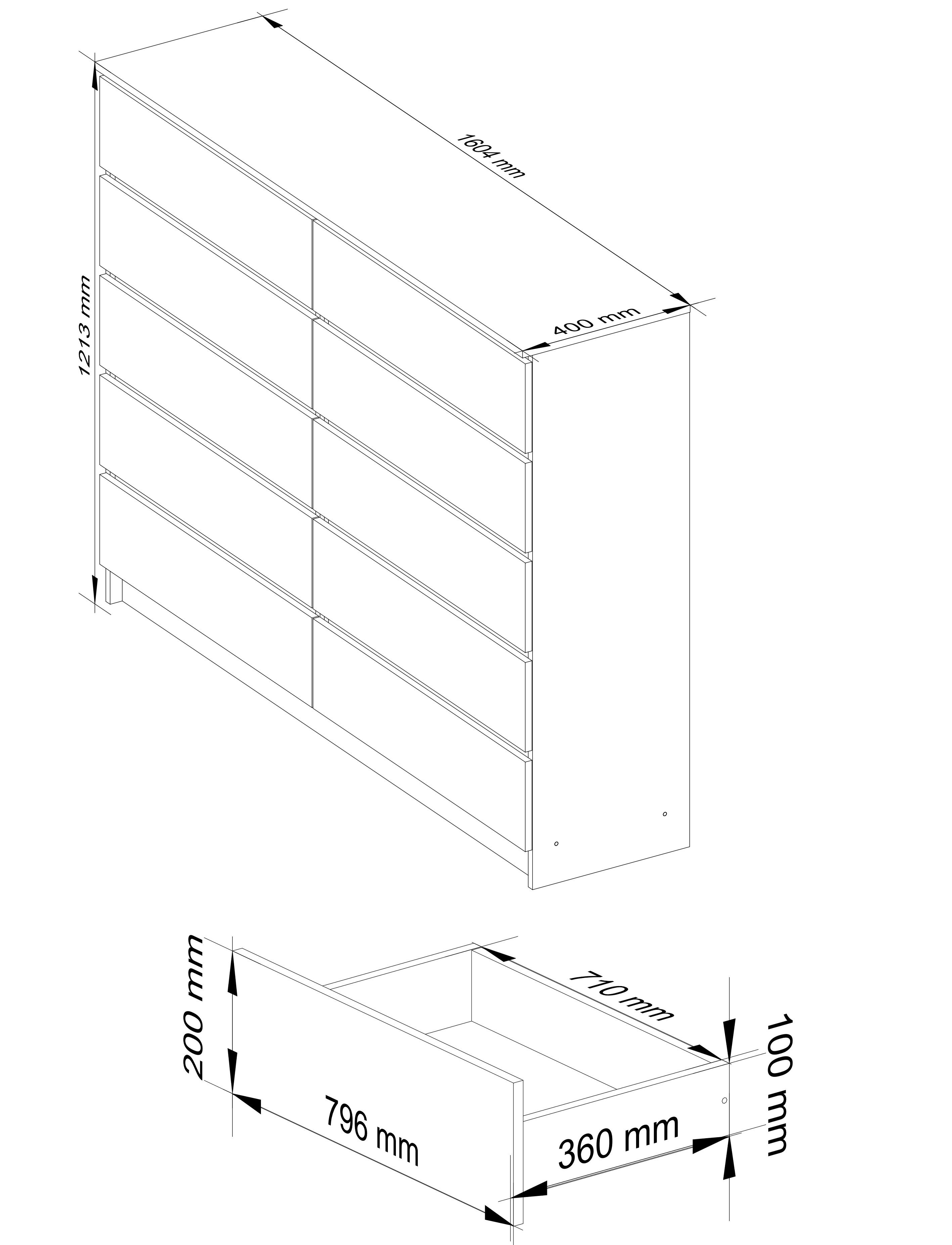 Komoda K160 10SZ CLP bílá