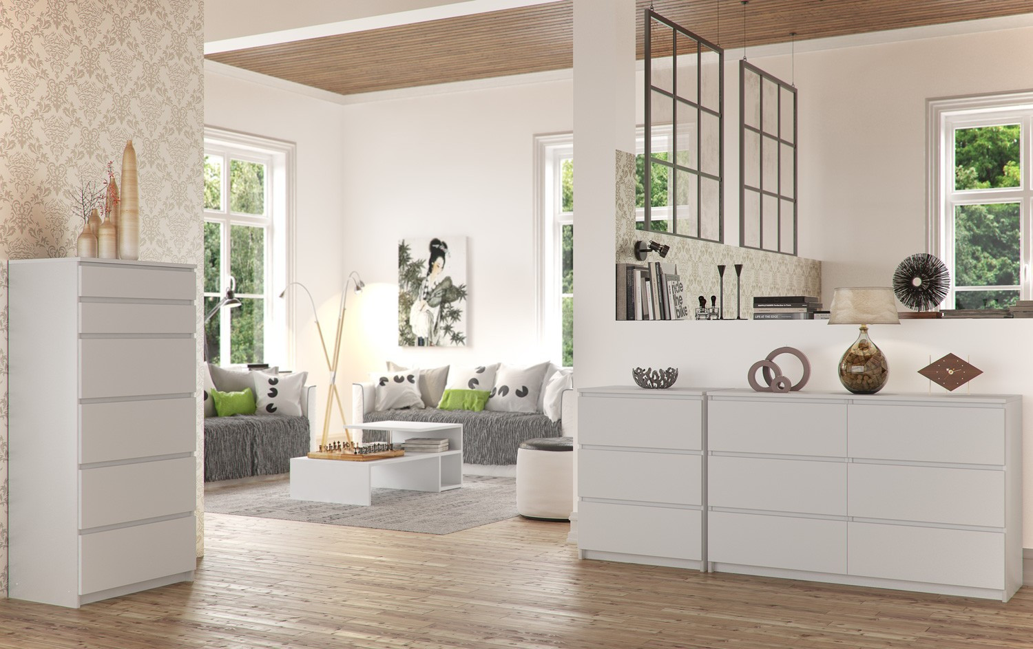 Komoda K160 2D 4SZ CLP bílá