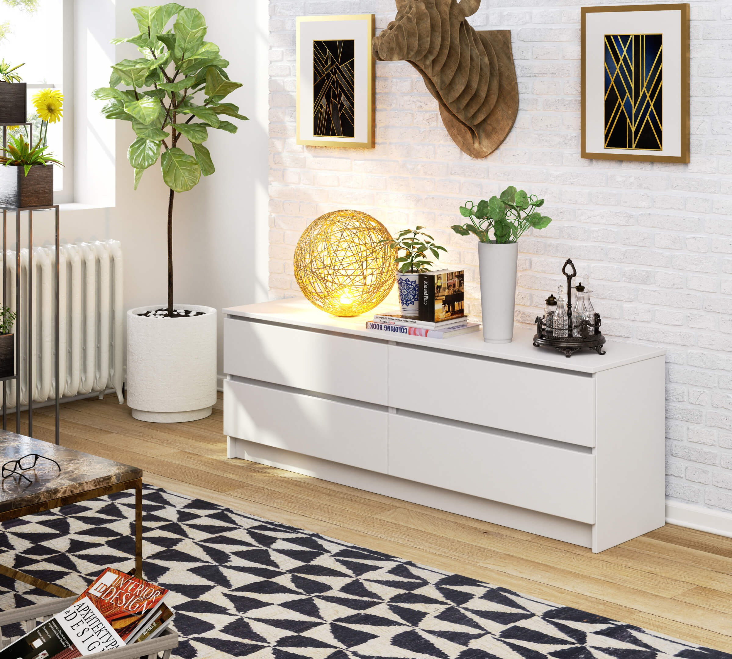 Komoda K160 4SZ CLP bílá