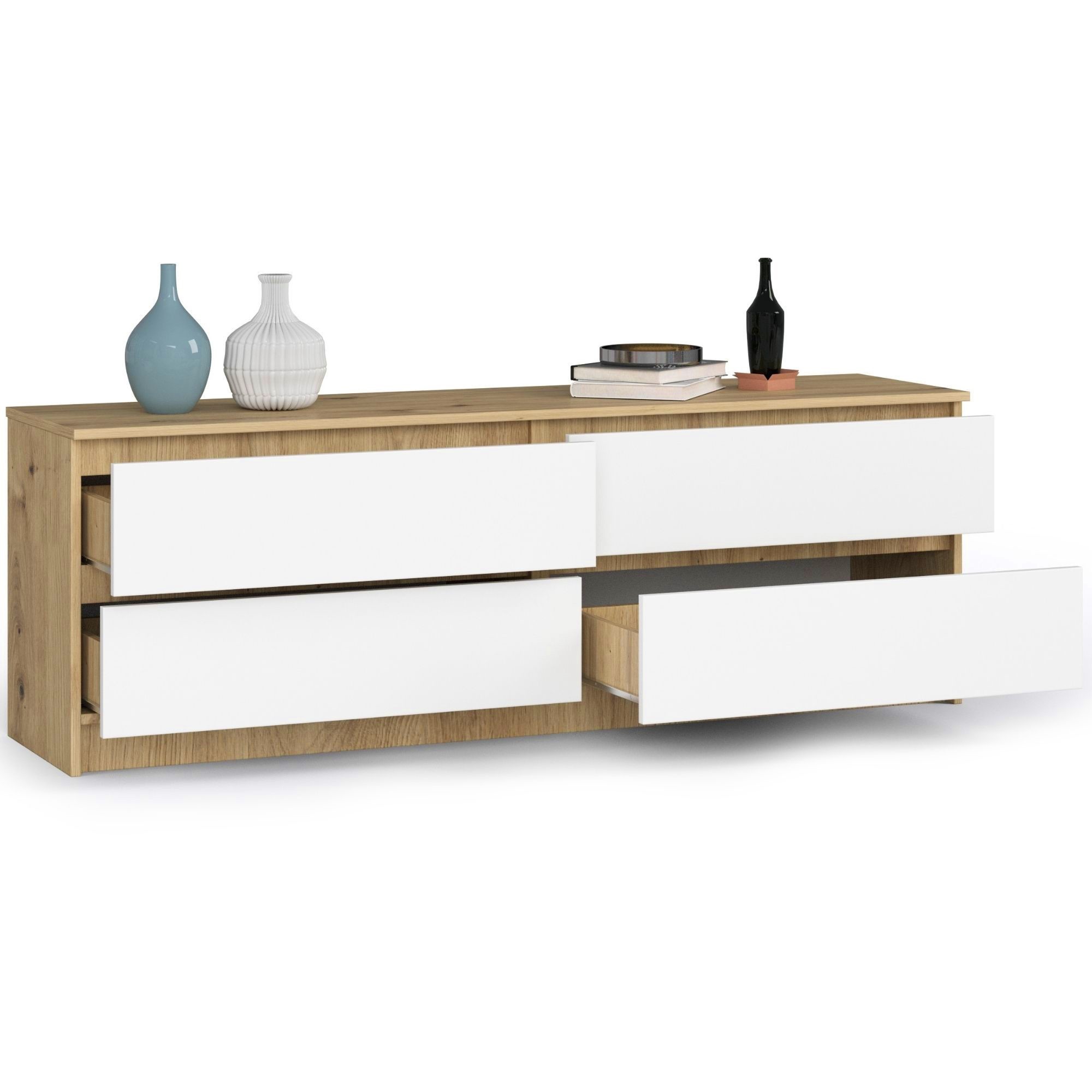 Komoda K160 4SZ CLP dub artisan / bílá