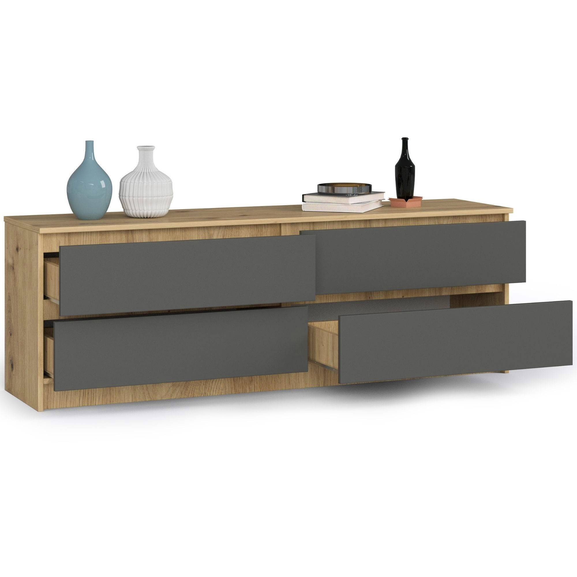Komoda K160 4SZ CLP dub artisan / šedá