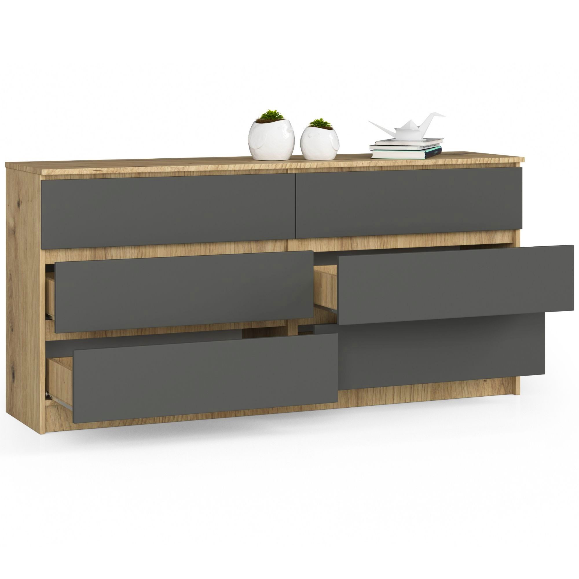 Komoda K160 6SZ CLP dub artisan / šedá