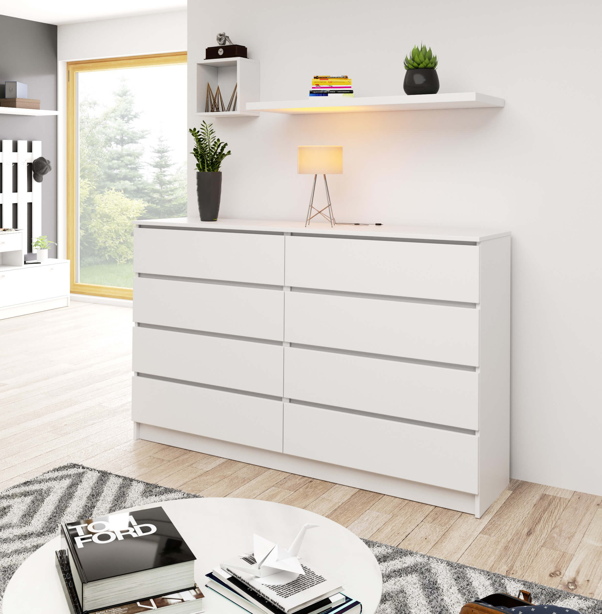Komoda K160 8SZ CLP bílá