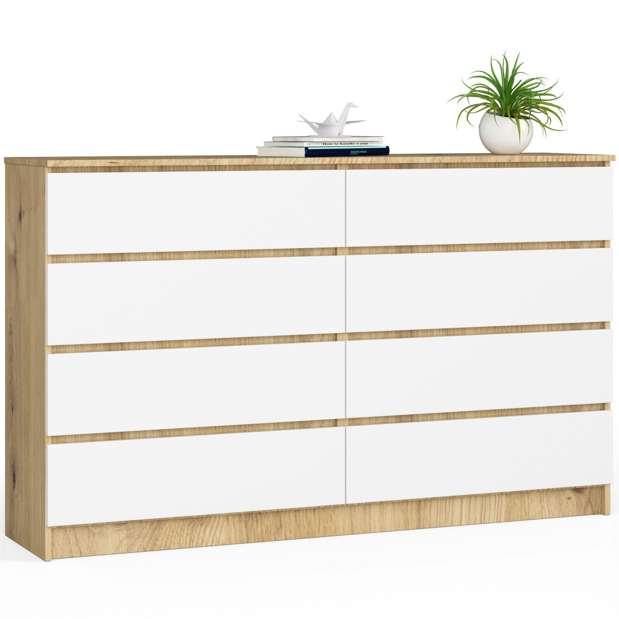 Komoda K160 8SZ CLP dub artisan / bílá