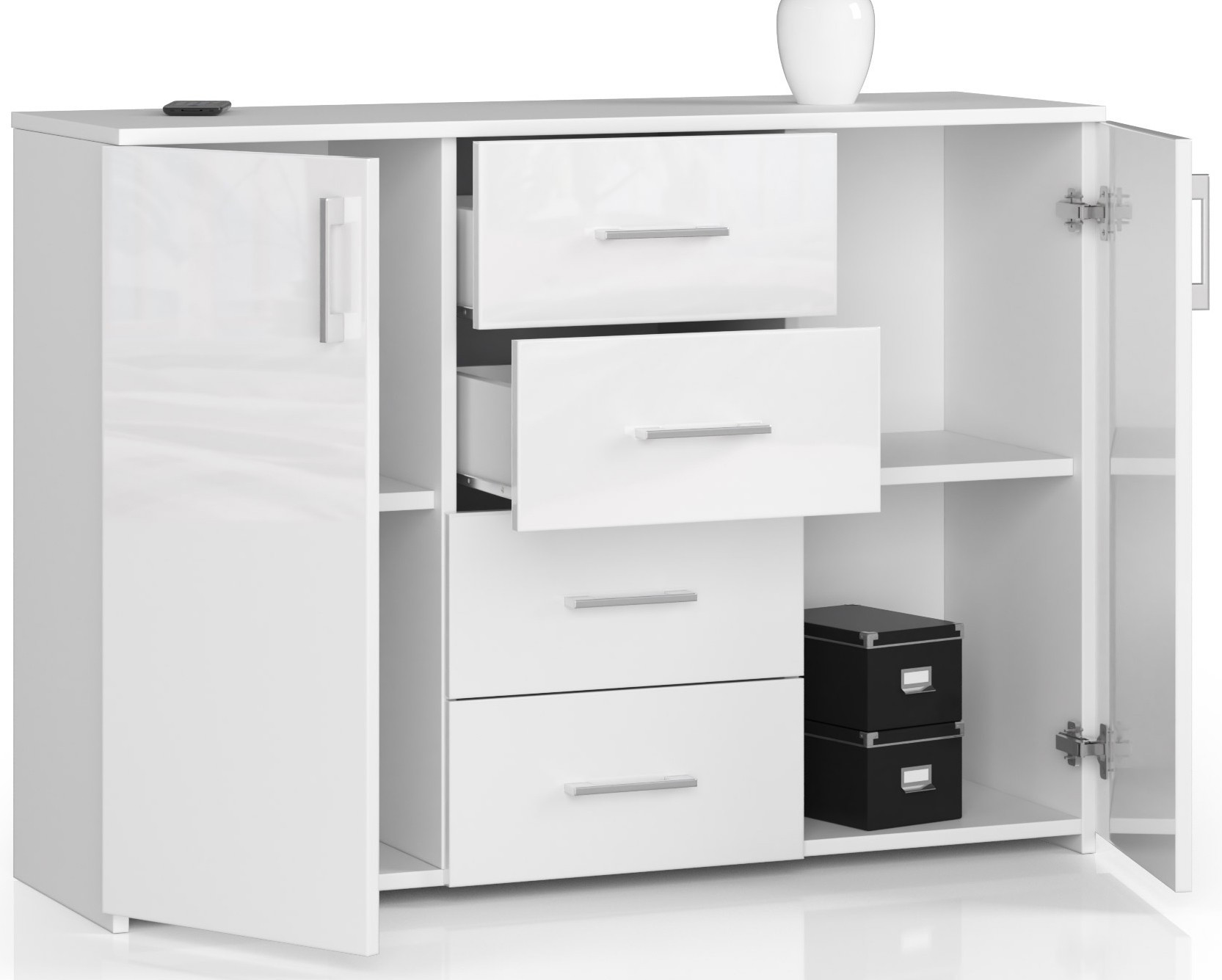 Komoda K45 bílá, lesk