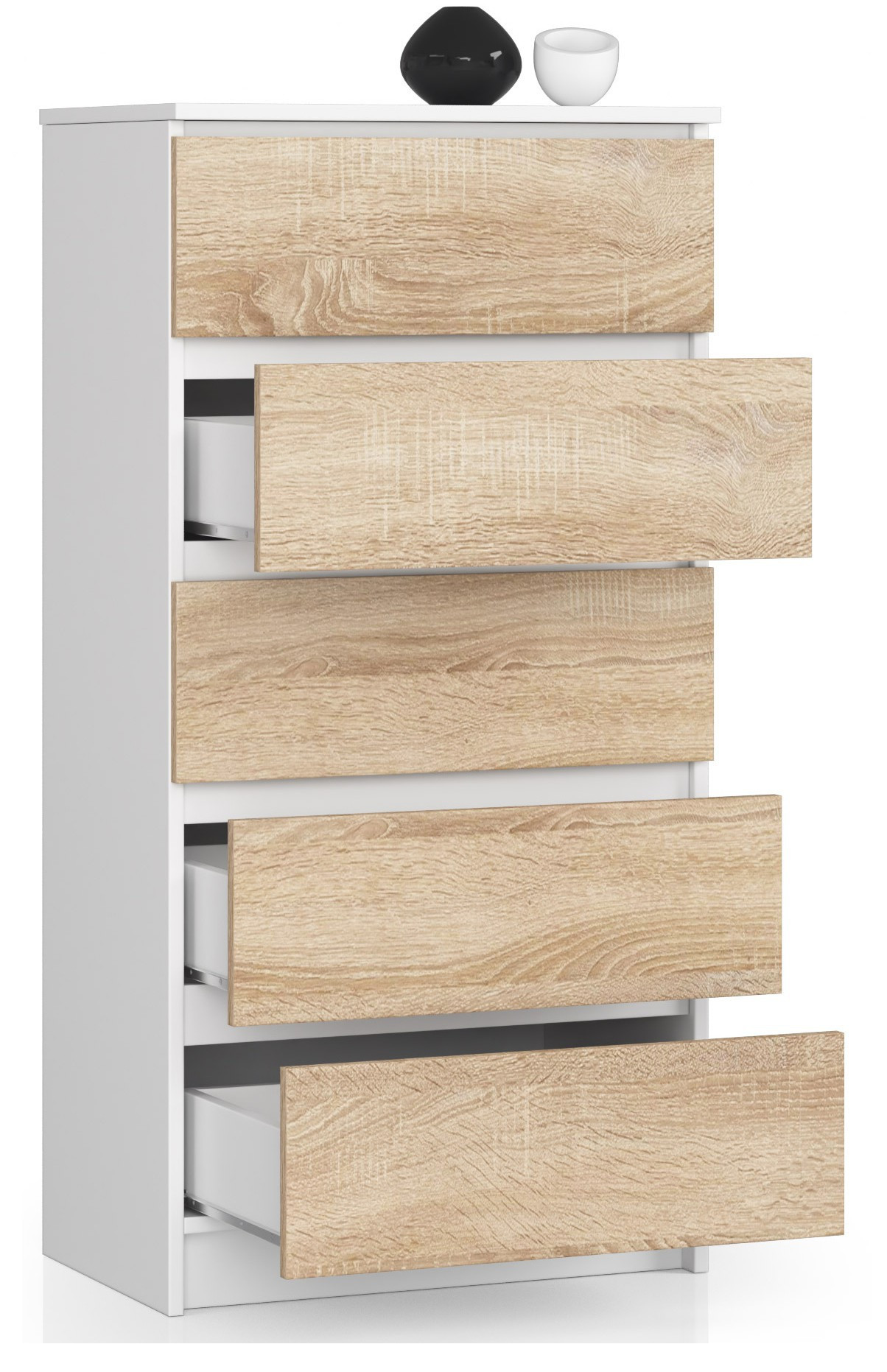 Komoda K60 5SZ CLP bílá/sonoma