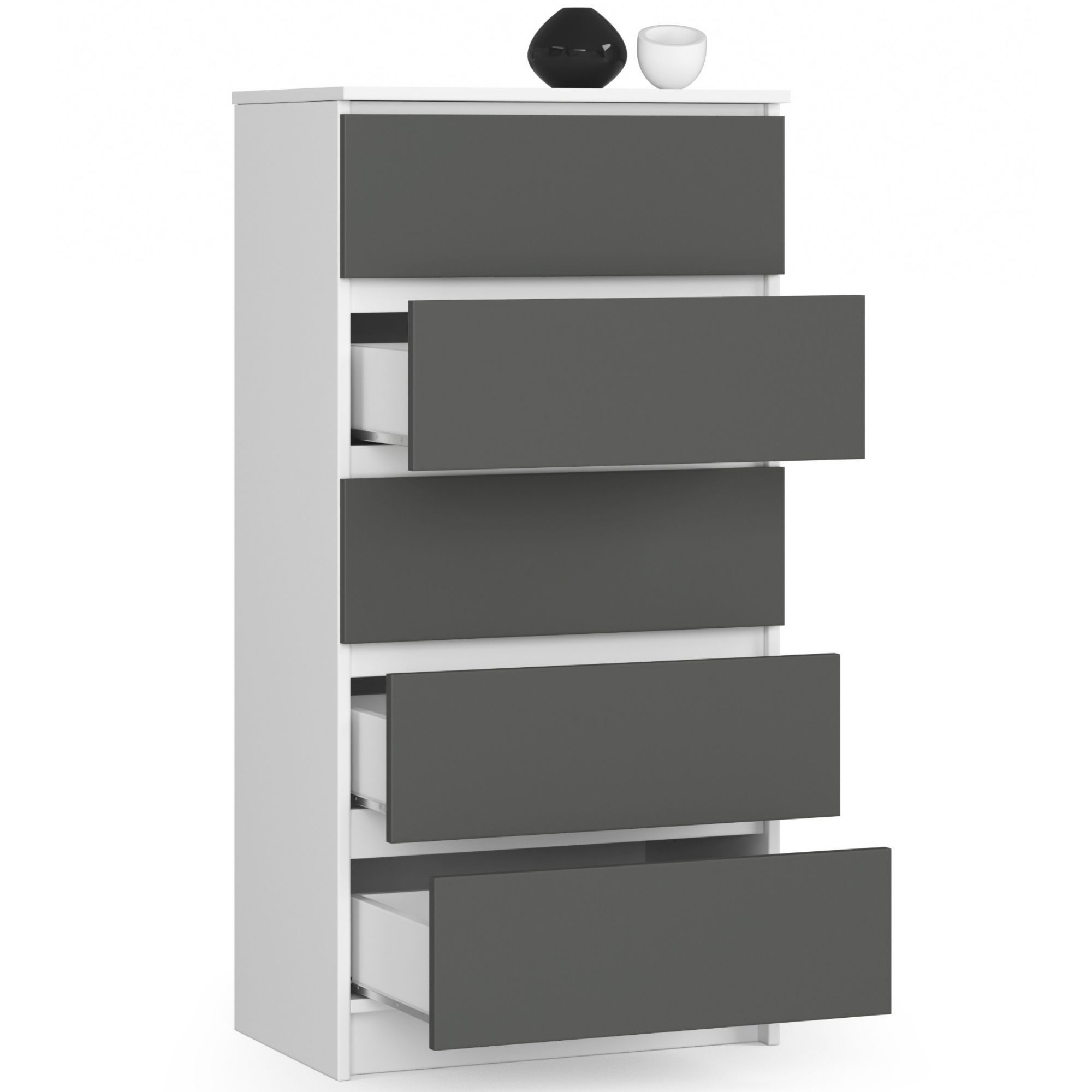 Komoda K60 5SZ CLP bílá / šedá