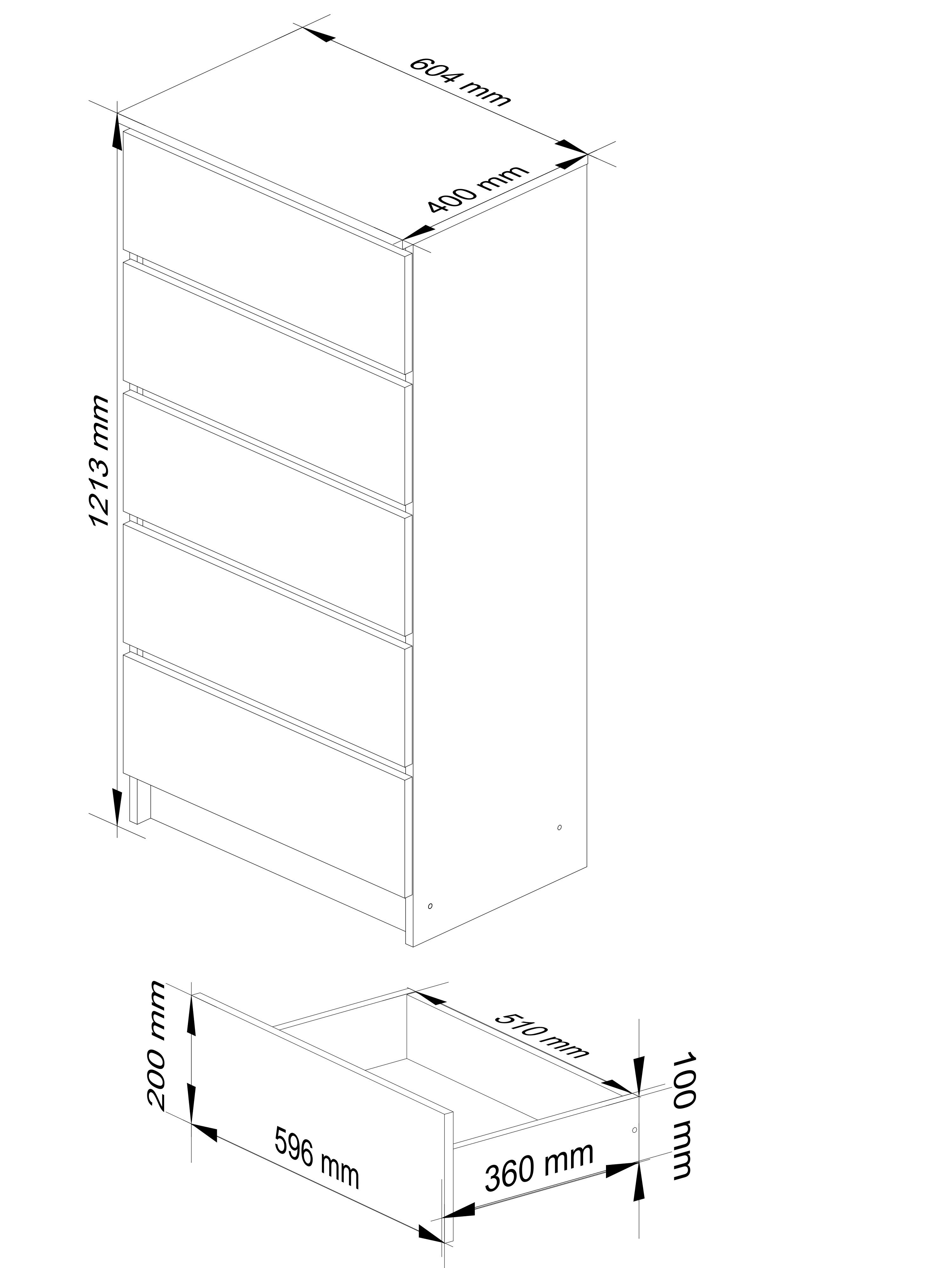 Komoda K60 5SZ CLP bílá / šedá