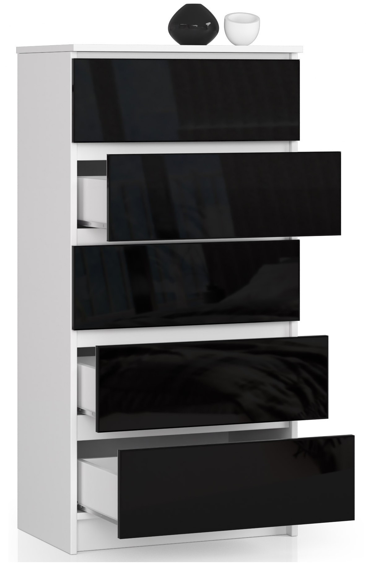 Komoda K60 5SZ CLP černá, lesk