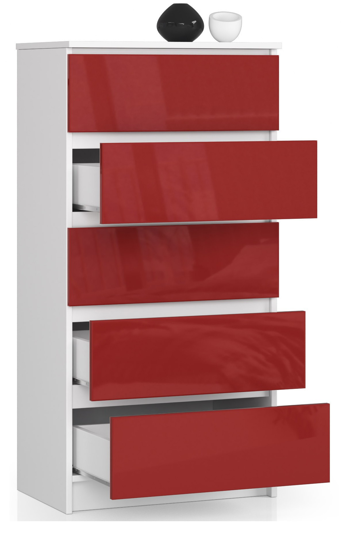 Komoda K60 5SZ CLP červená, lesk