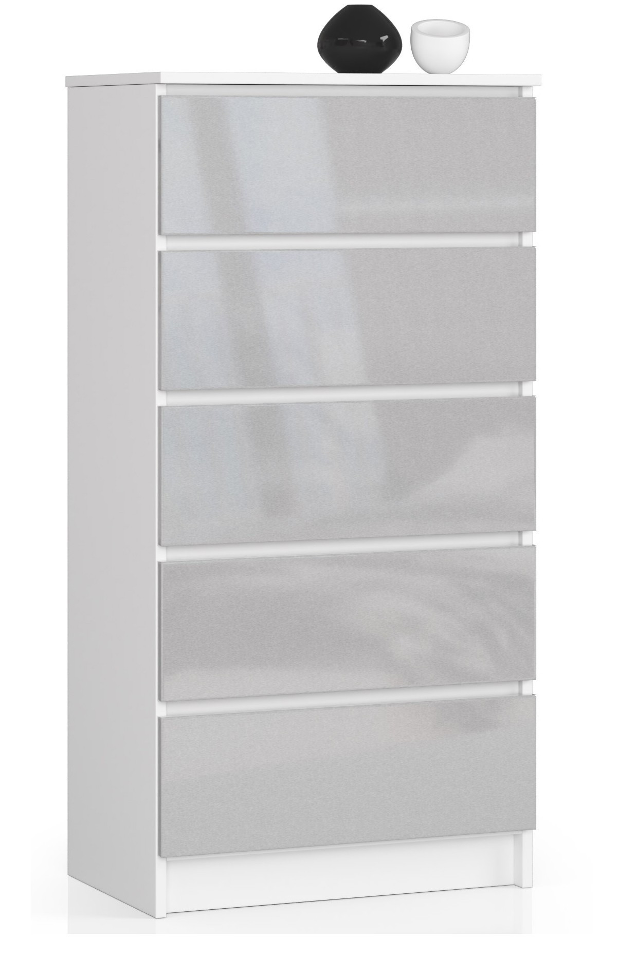 Komoda K60 5SZ CLP metalická, lesk