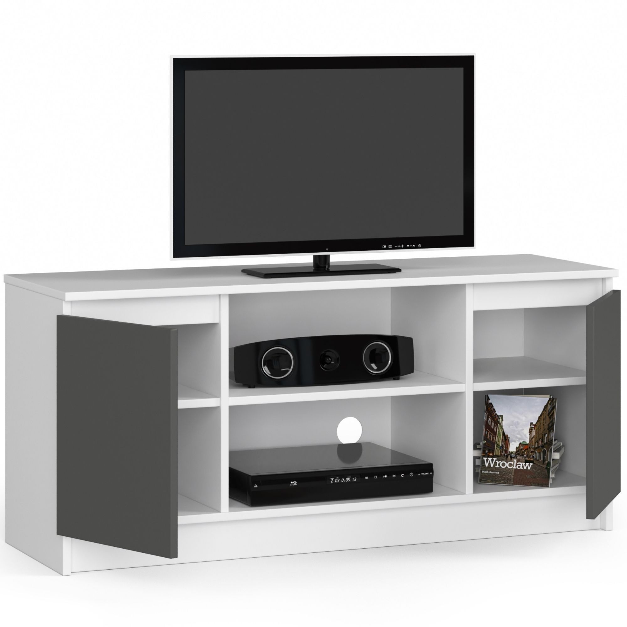 Stolek pod TV RTV 120 2D 1P bílý / šedý