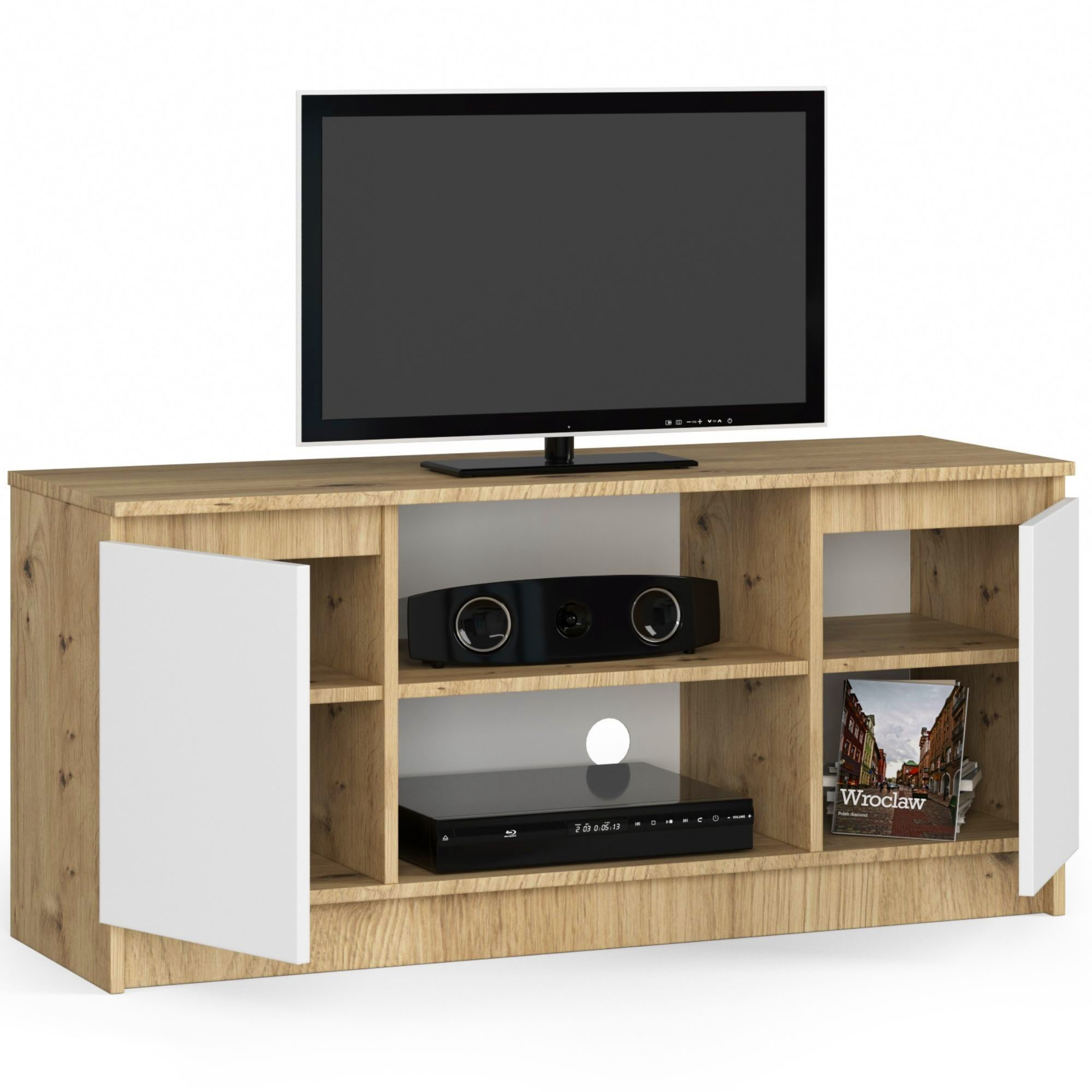 Stolek pod TV RTV 120 2D 1P dub artisan / bílý
