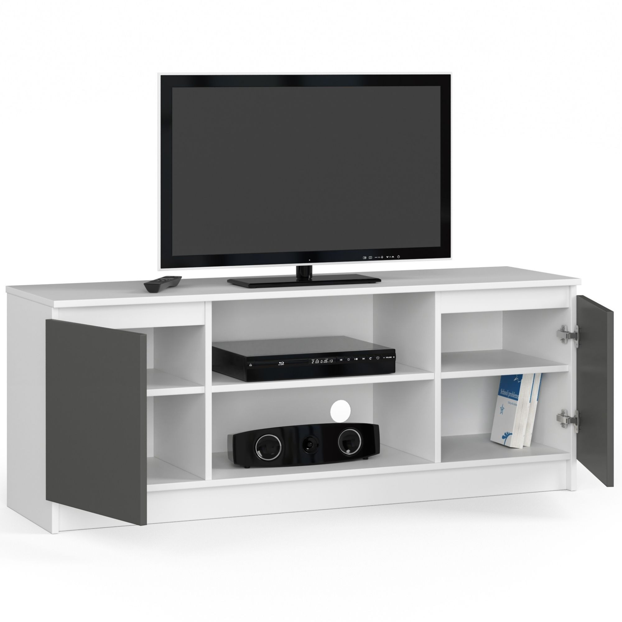Stolek pod TV RTV 140 2D 1P bílý / šedý
