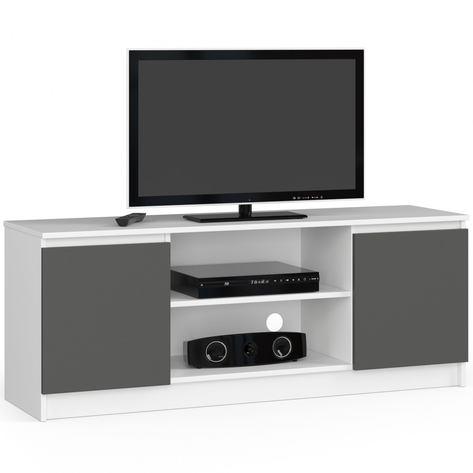 Stolek pod TV RTV 140 2D 1P bílý / šedý