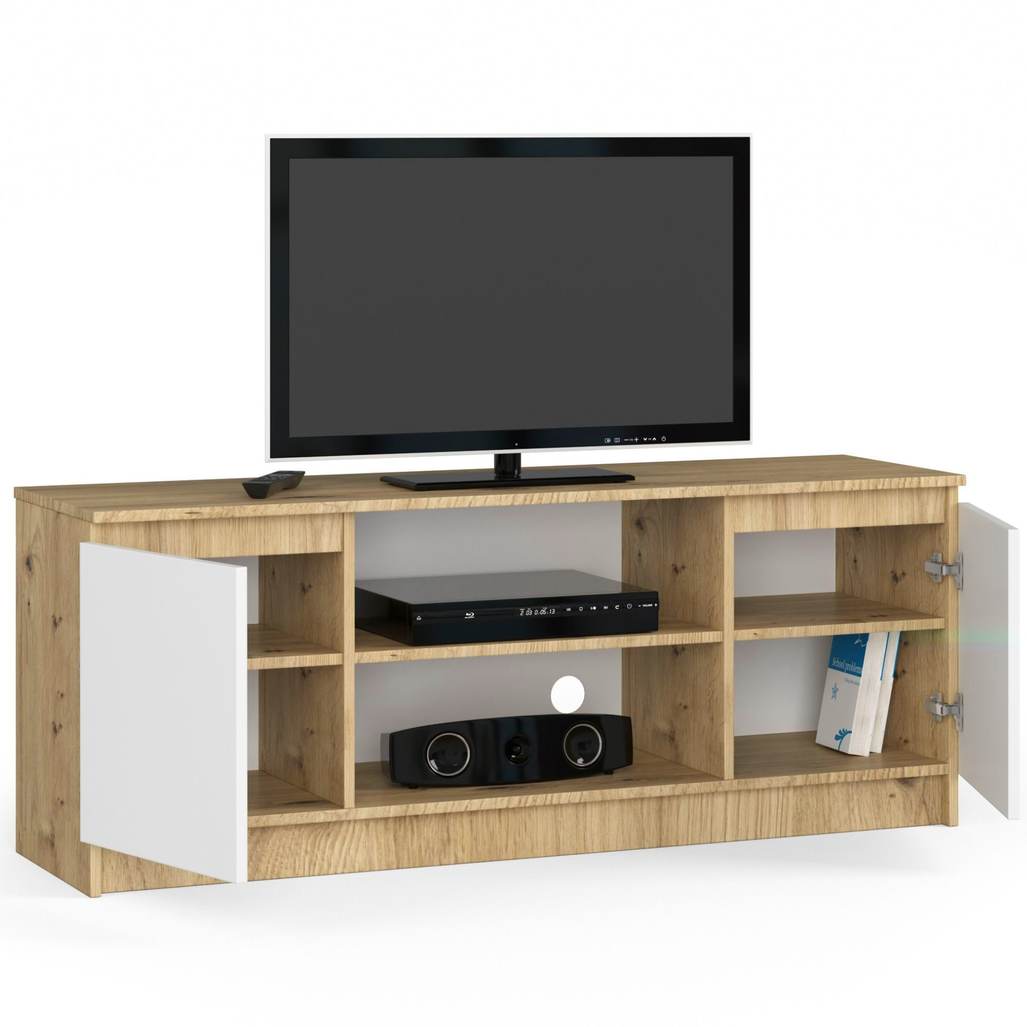 Stolek pod TV RTV 140 2D 1P dub artisan / bílý