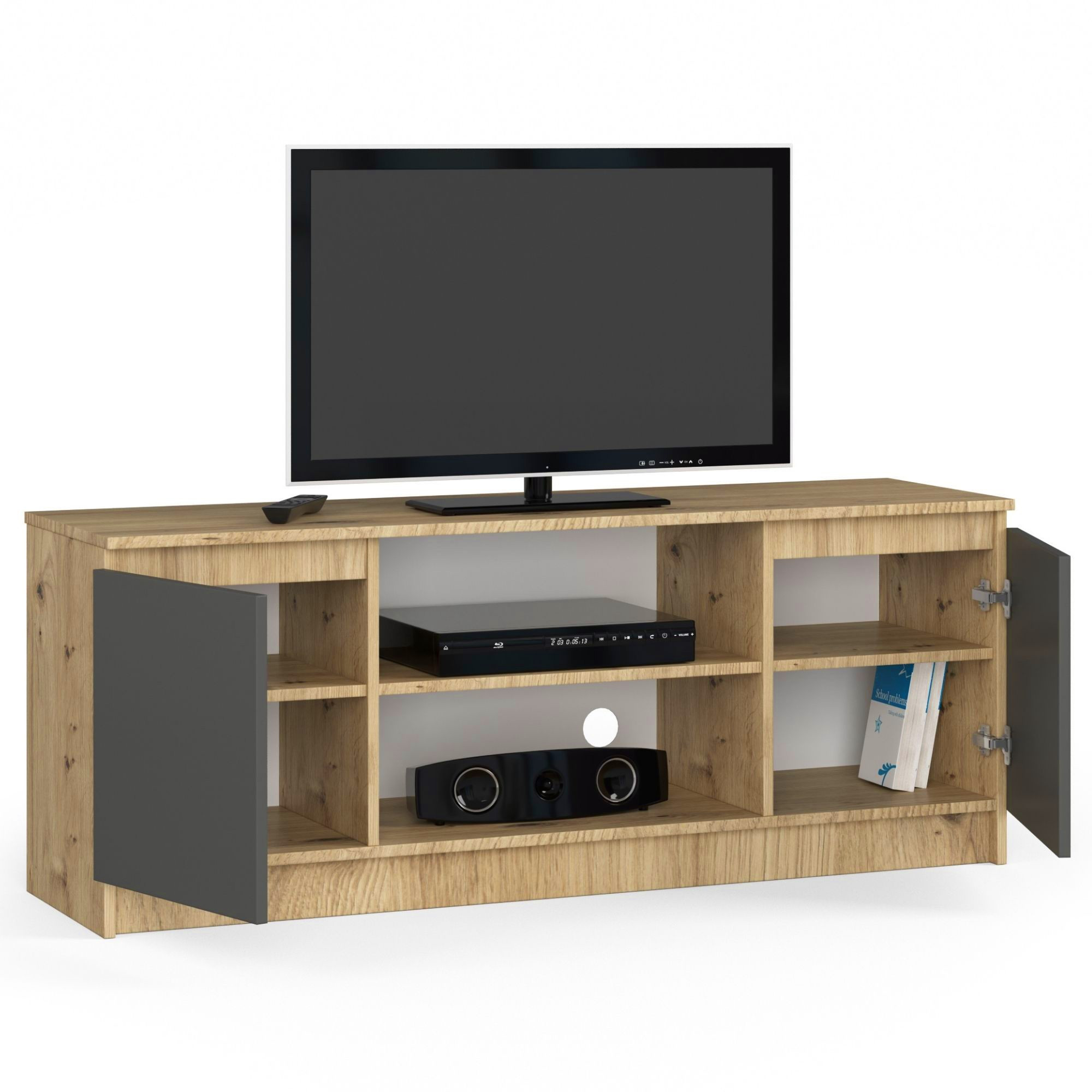 Stolek pod TV RTV 140 2D 1P dub artisan / šedý