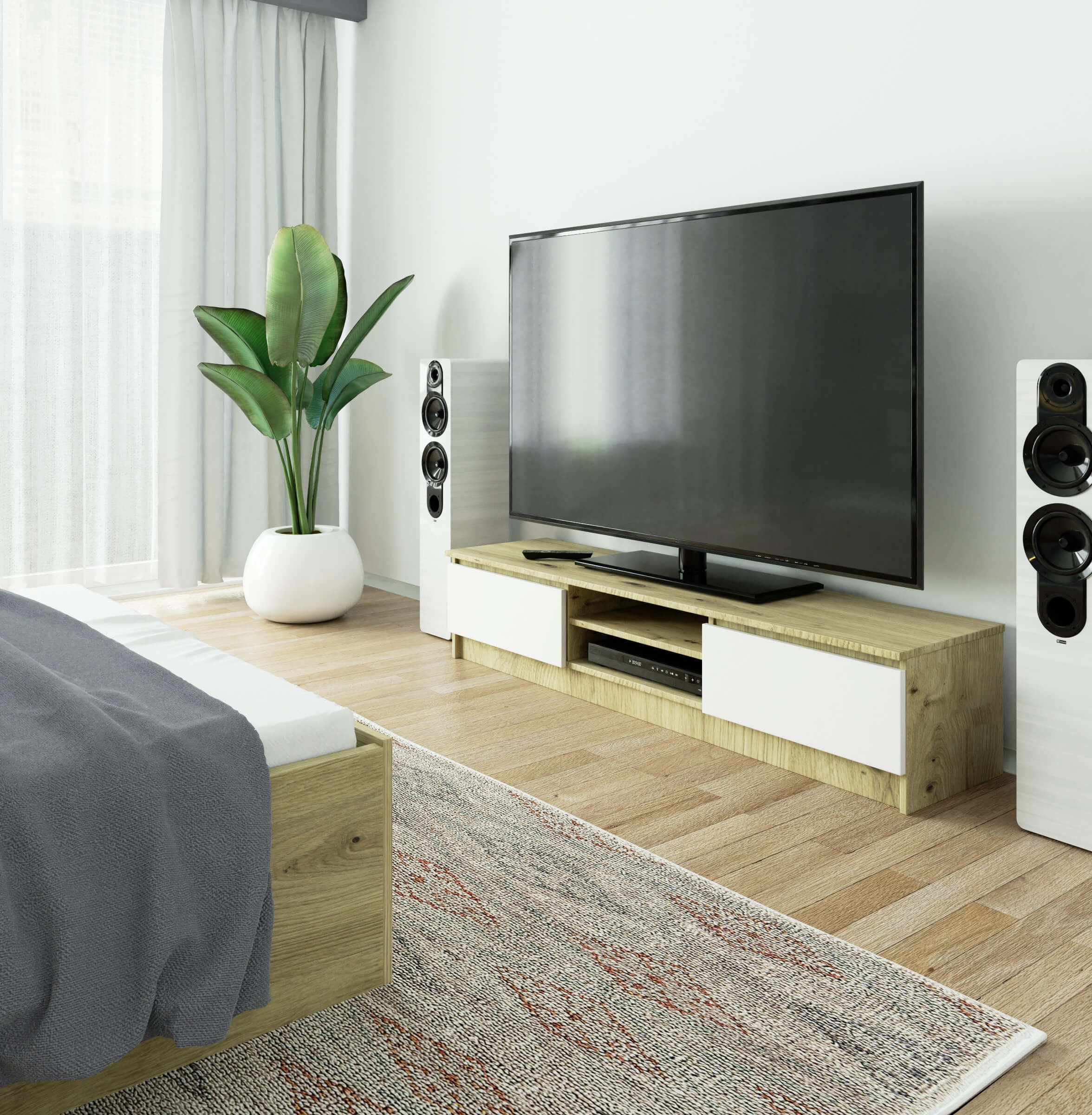 Stolek pod TV RTV K 160 CLP dub artisan / bílý