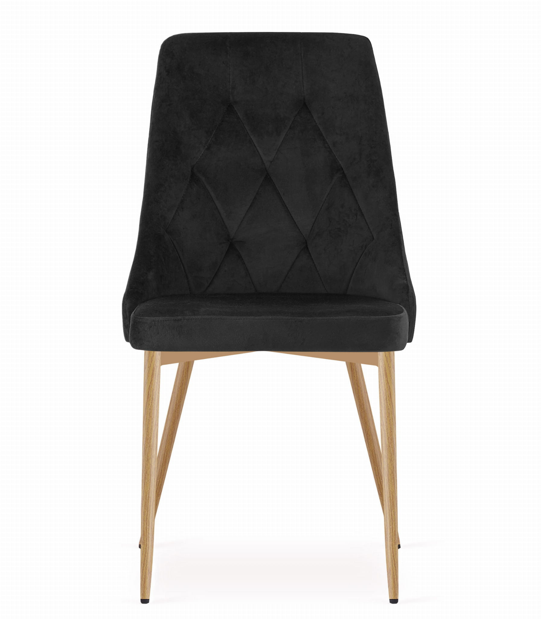 Set dvou jídelních židlí IMOLA sametové černé / dřevěné nohy (2 ks)