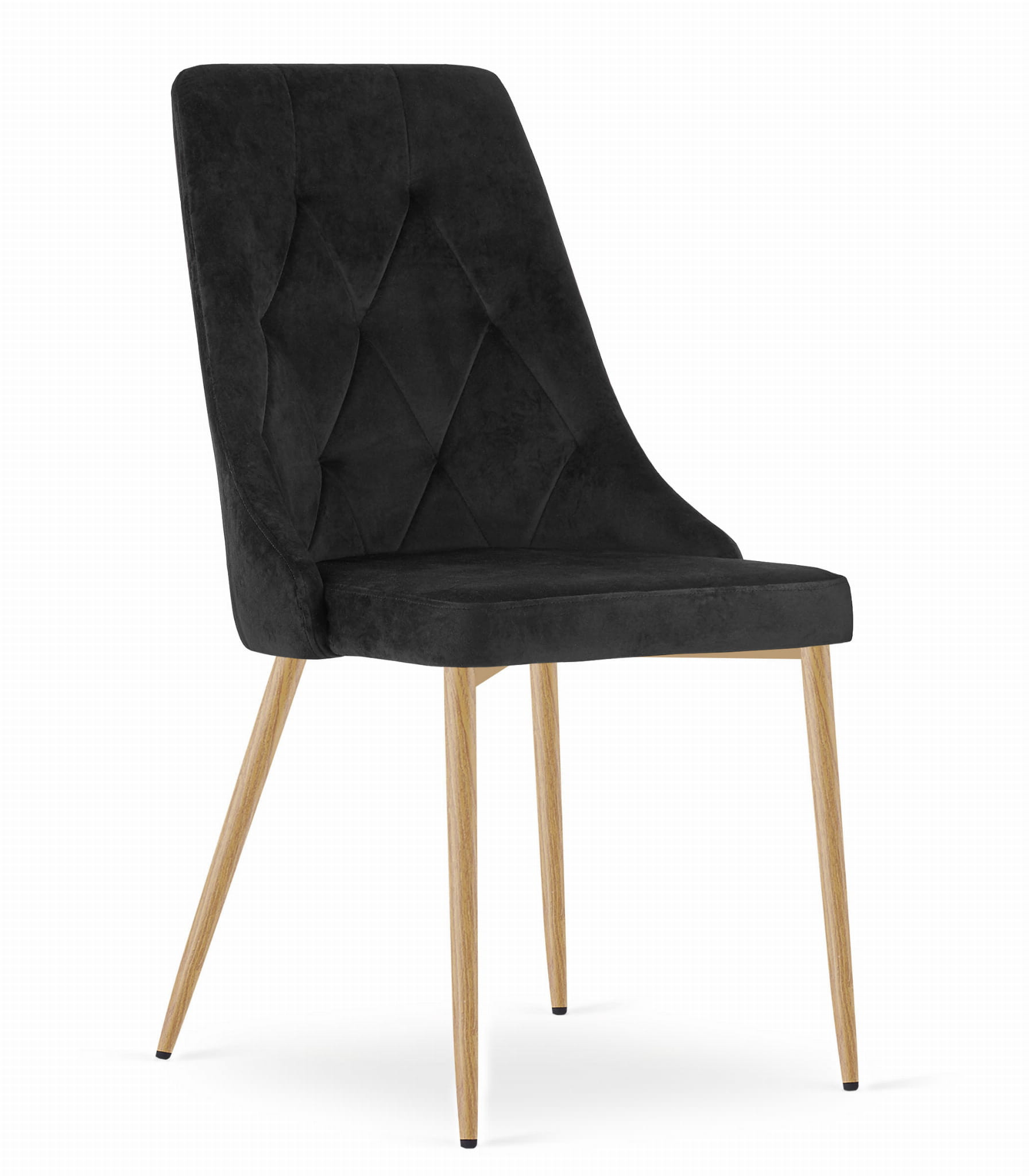 Set dvou jídelních židlí IMOLA sametové černé / dřevěné nohy (2 ks)