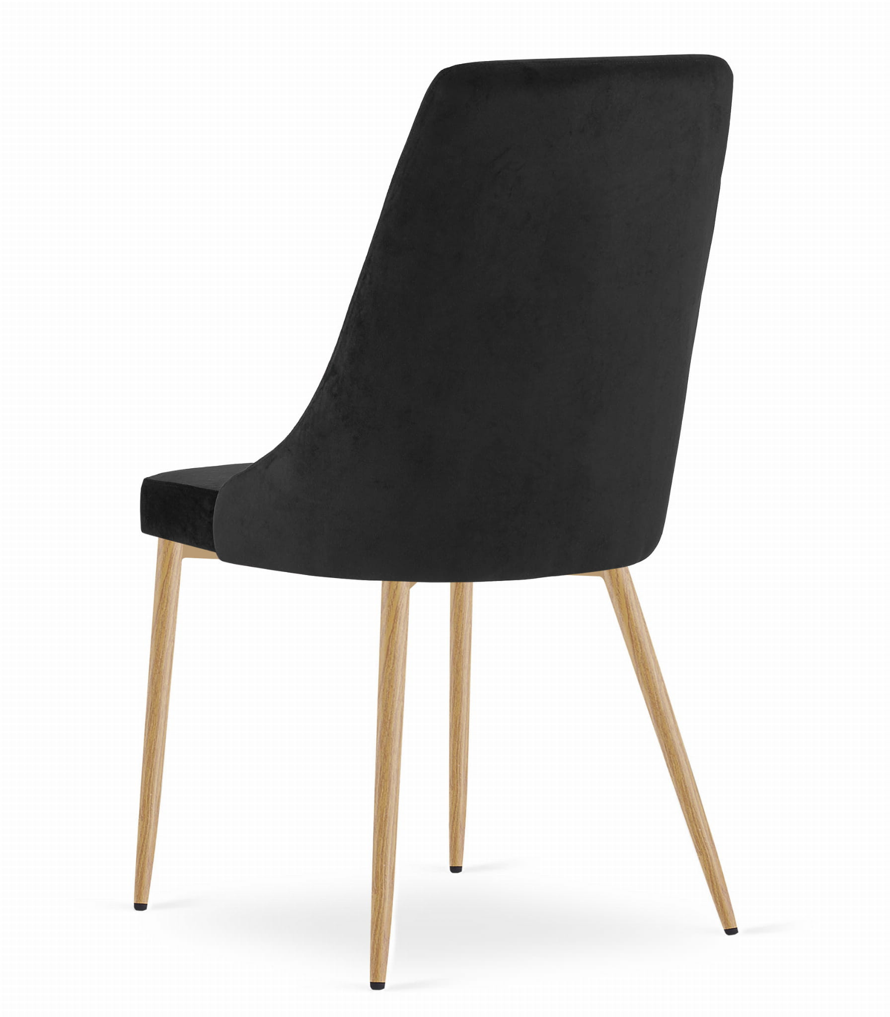Set tří jídelních židlí IMOLA sametové černé / dřevěné nohy (3 ks)