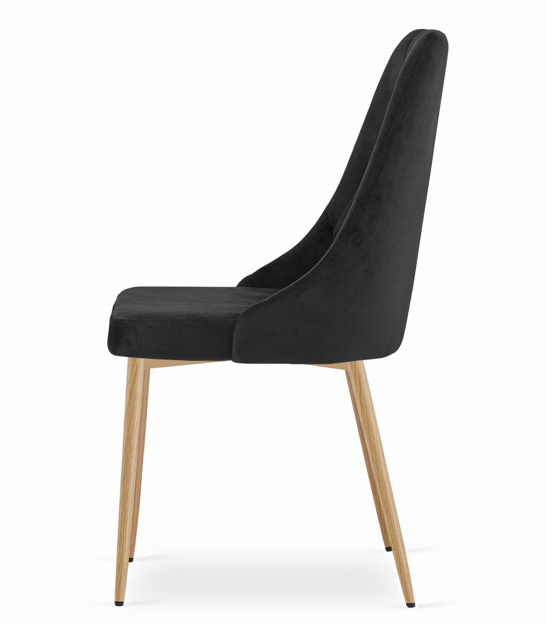 Set čtyř jídelních židlí IMOLA sametové černé / dřevěné nohy (4 ks)