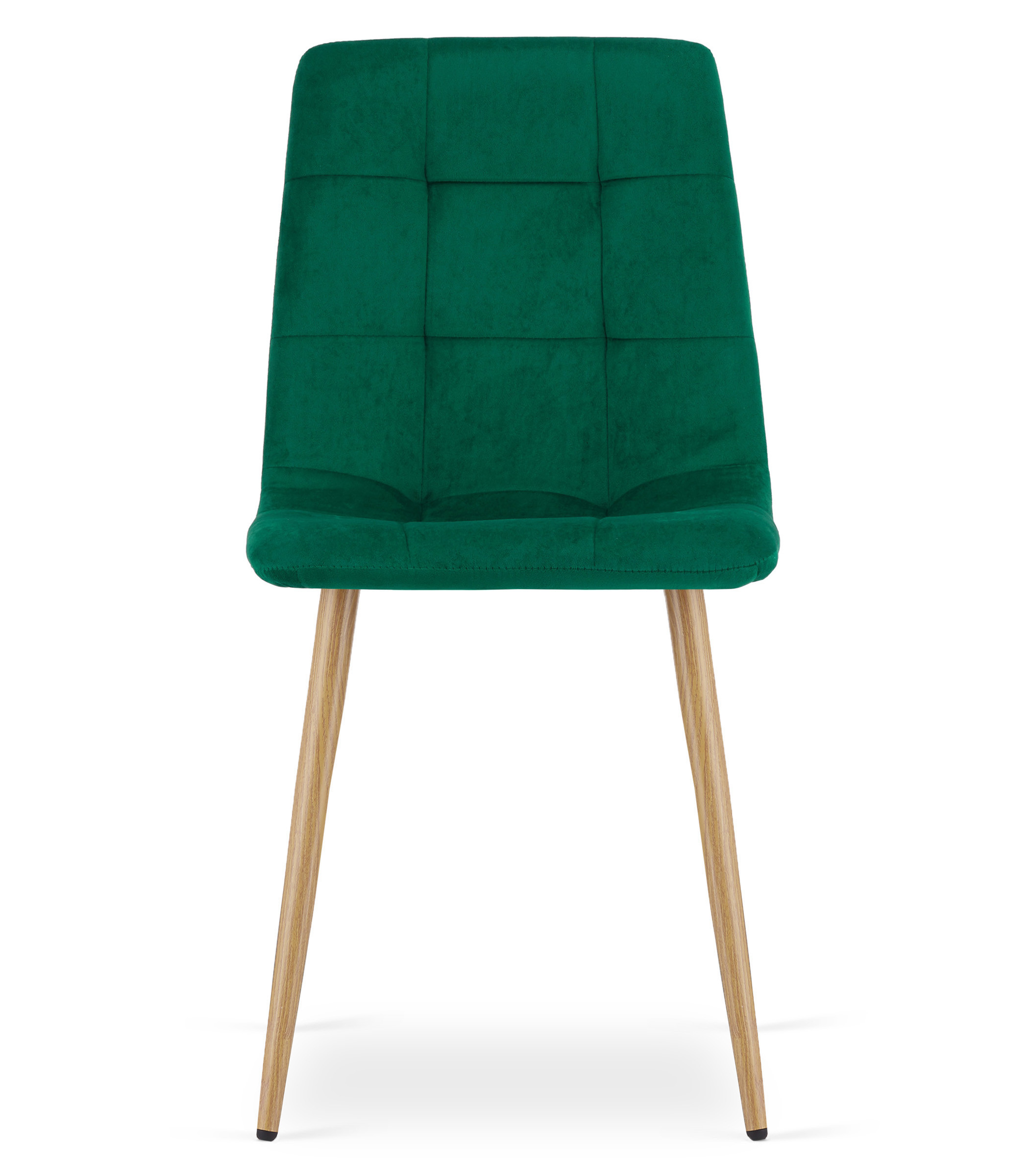 Set dvou jídelních židlí KARA sametové, tmavě zelené / hnědé nohy (2 ks)