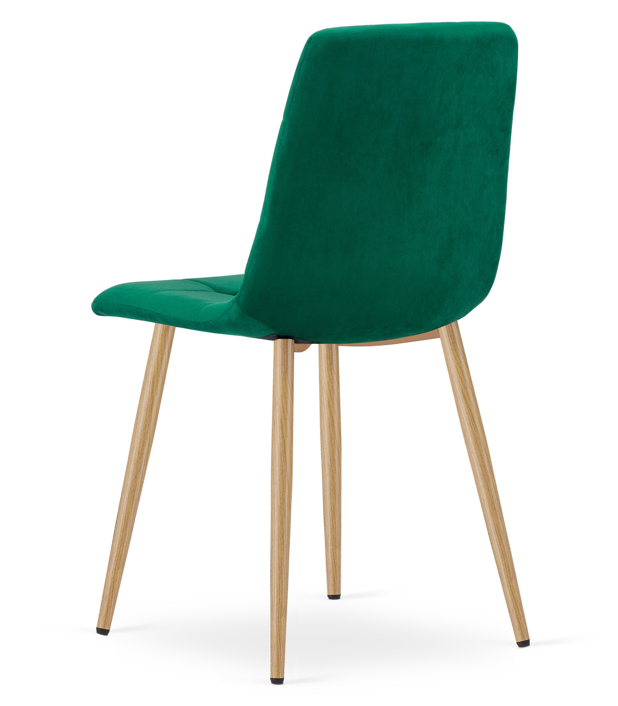 Set tří jídelních židlí KARA sametové, tmavě zelené / hnědé nohy (3 ks)