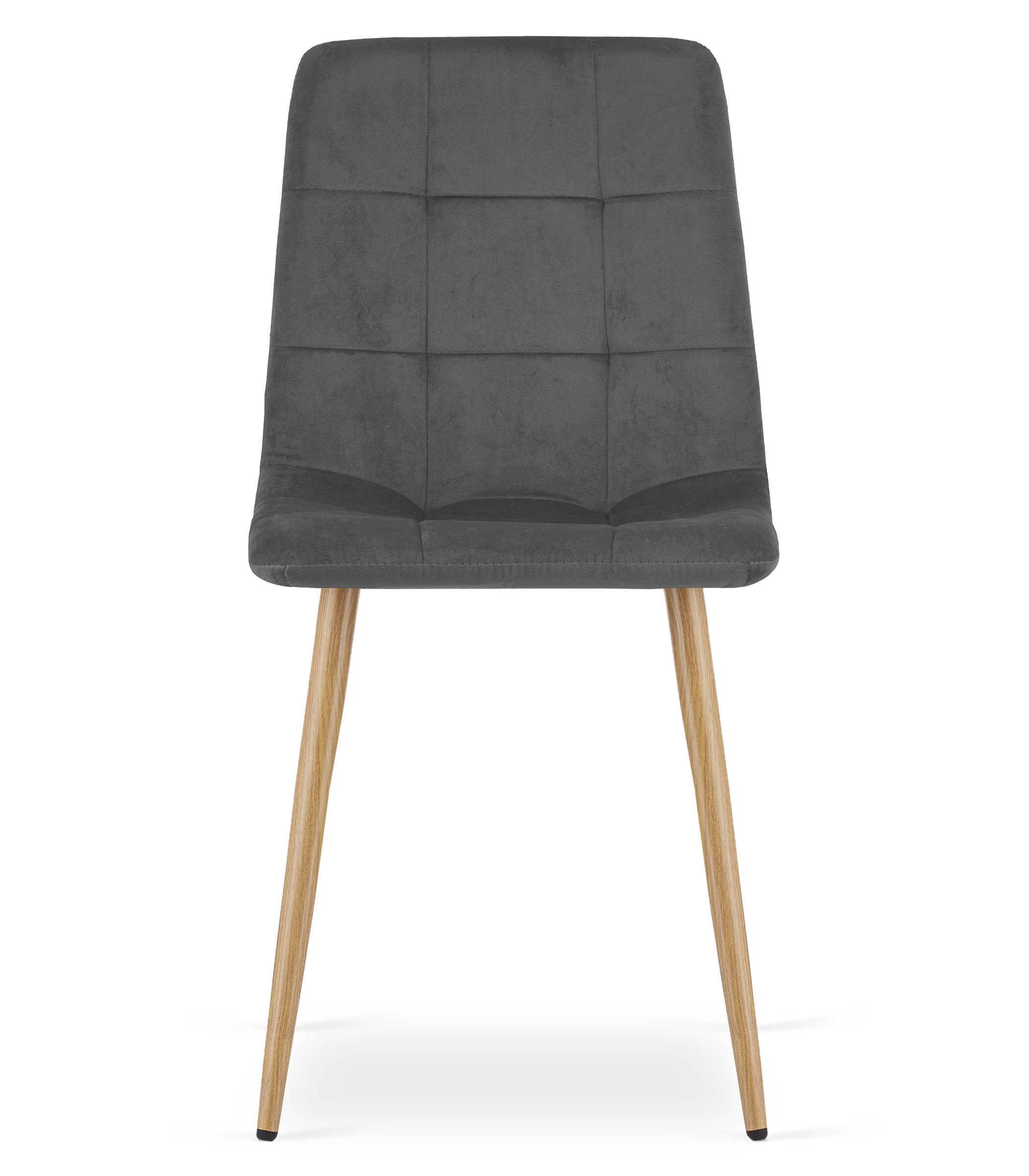 Set tří jídelních židlí KARA sametové, tmavě šedé / hnědé nohy (3 ks)