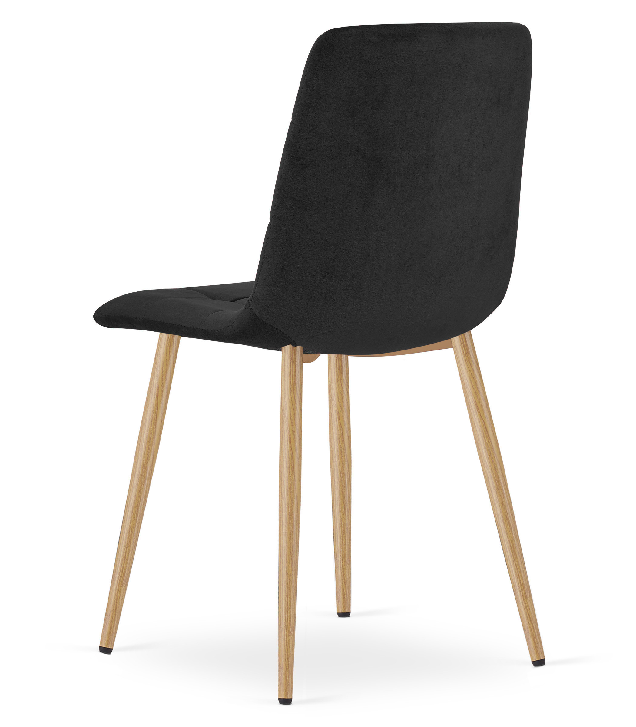 Set tří jídelních židlí KARA sametové, černé / hnědé nohy (3 ks)