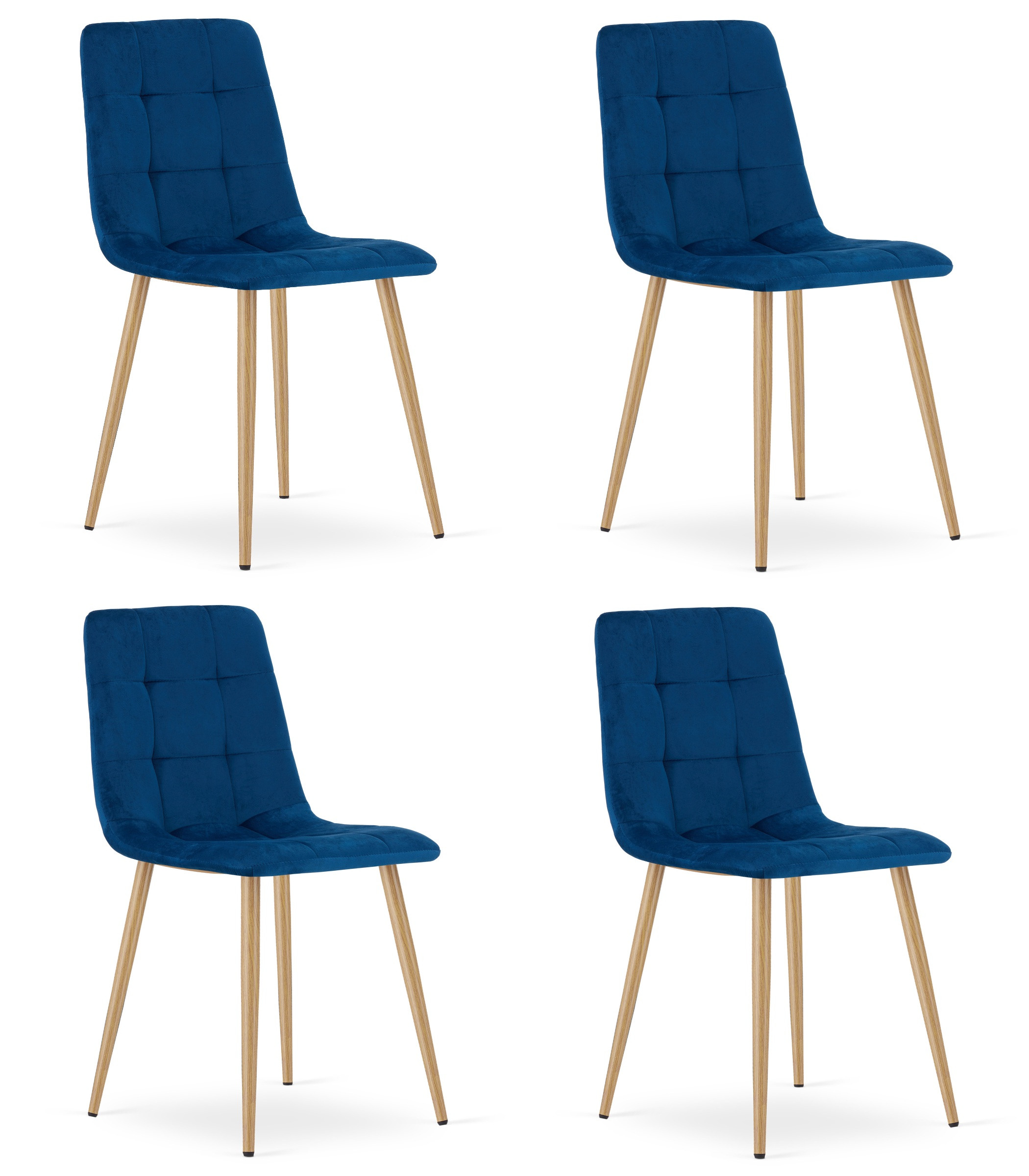 Set čtyř jídelních židlí KARA sametové, granátové / hnědé nohy (4 ks)